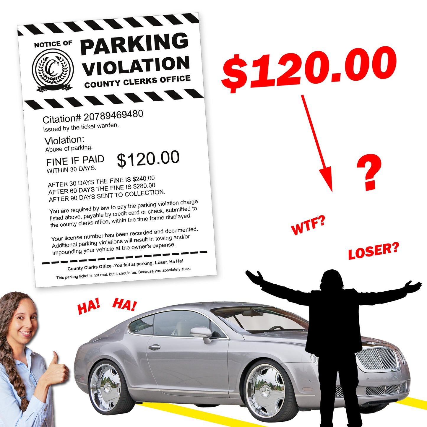 Prank Warning Tow Away Zone Parking Violation Cards 20 Pack