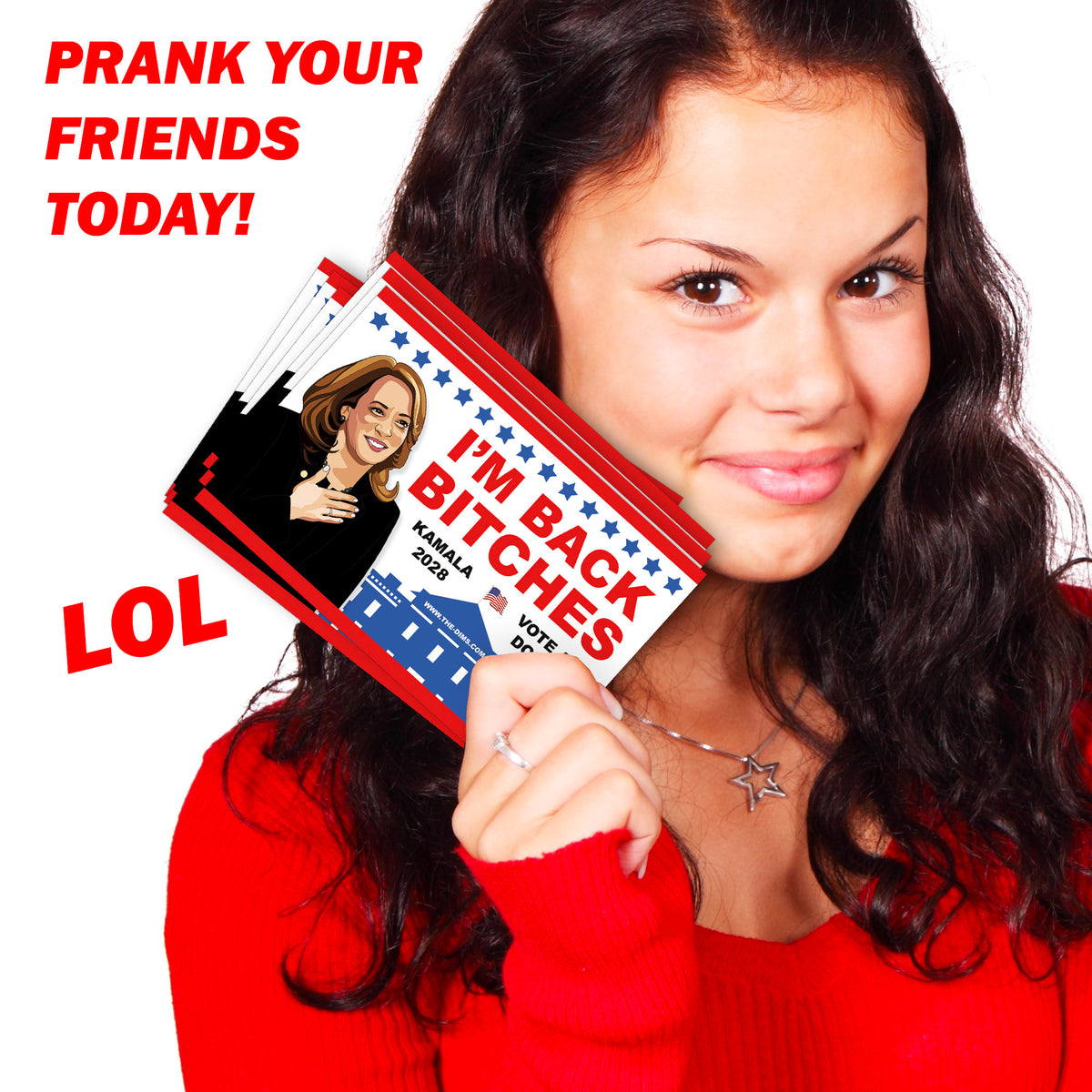 Kamala Harris 2028 I'm Back Bitches Prank Postcards 12 Pack
