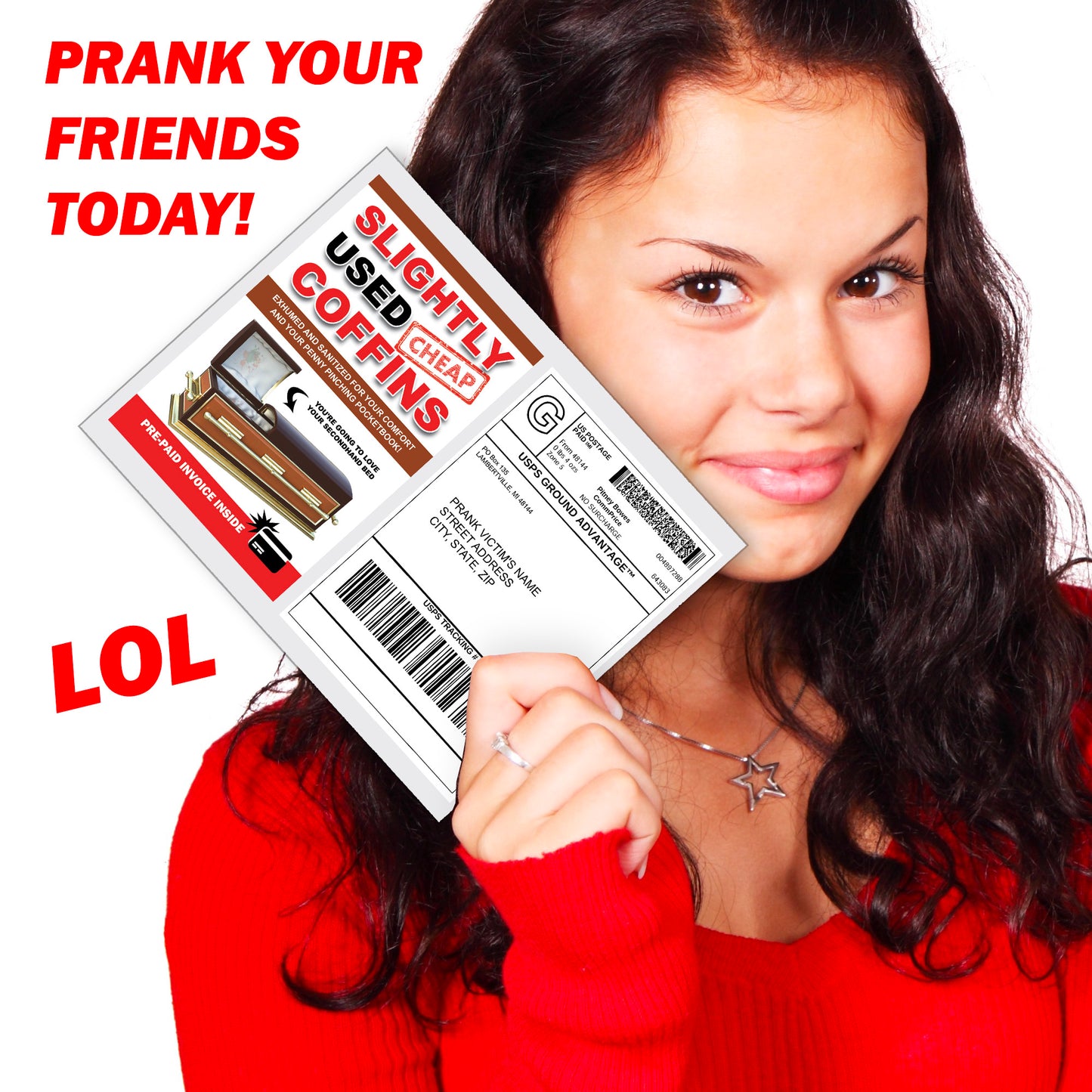 Slightly Used Cheap Coffins Fake Document Prank Mail