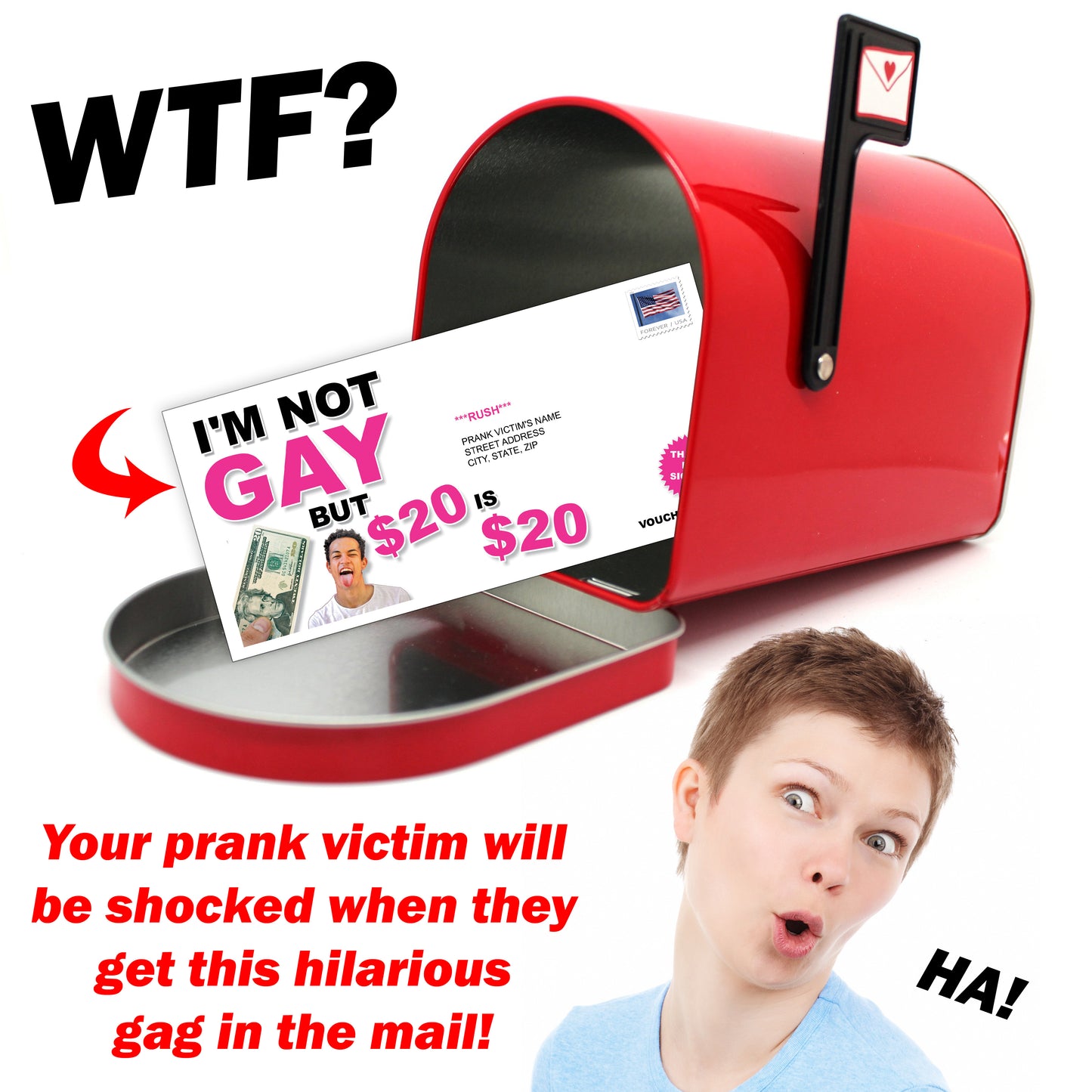 I'm Not Gay But $20 is $20 Prank Letter Mailer