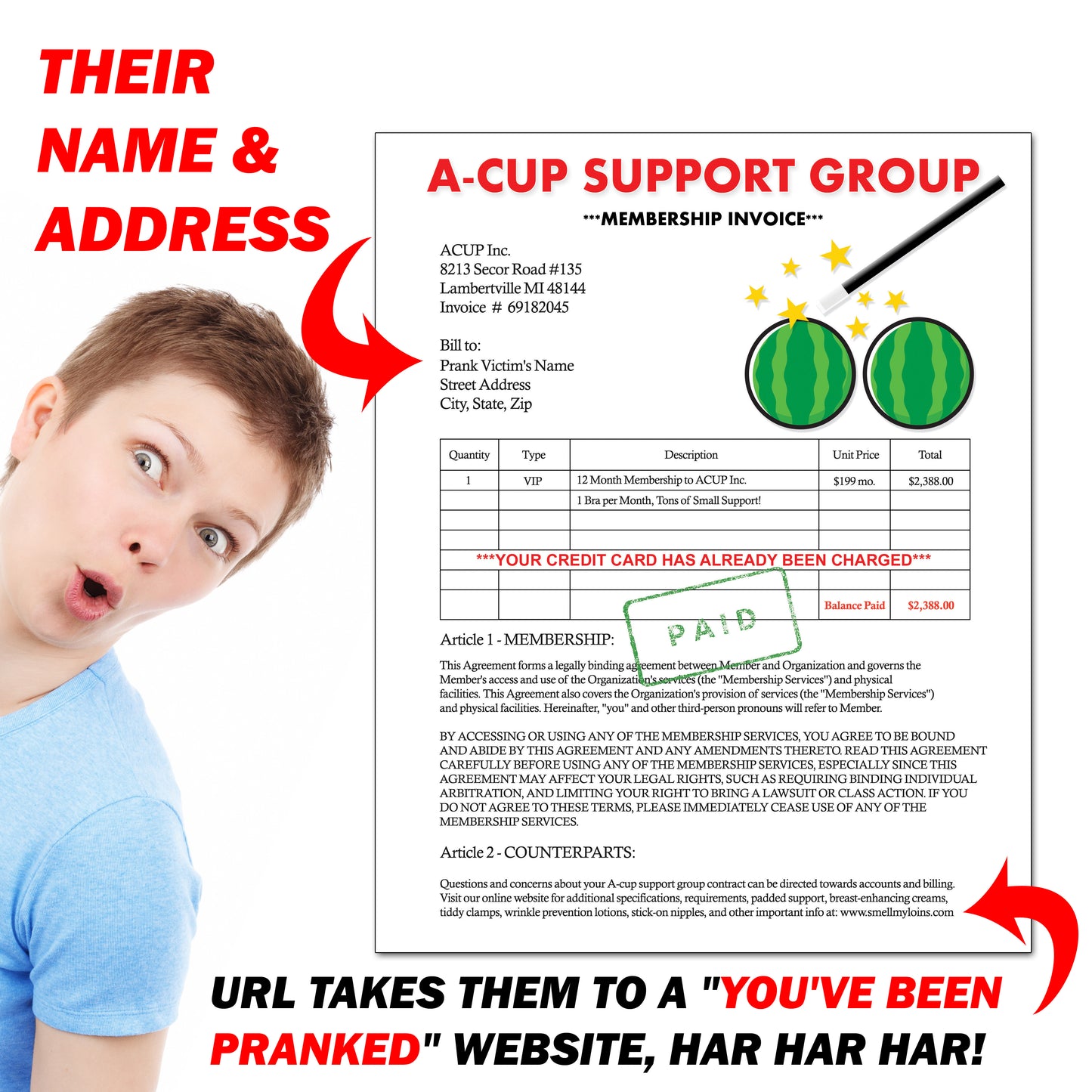 A-Cup Support Group Anonymous Mail Prank Letter
