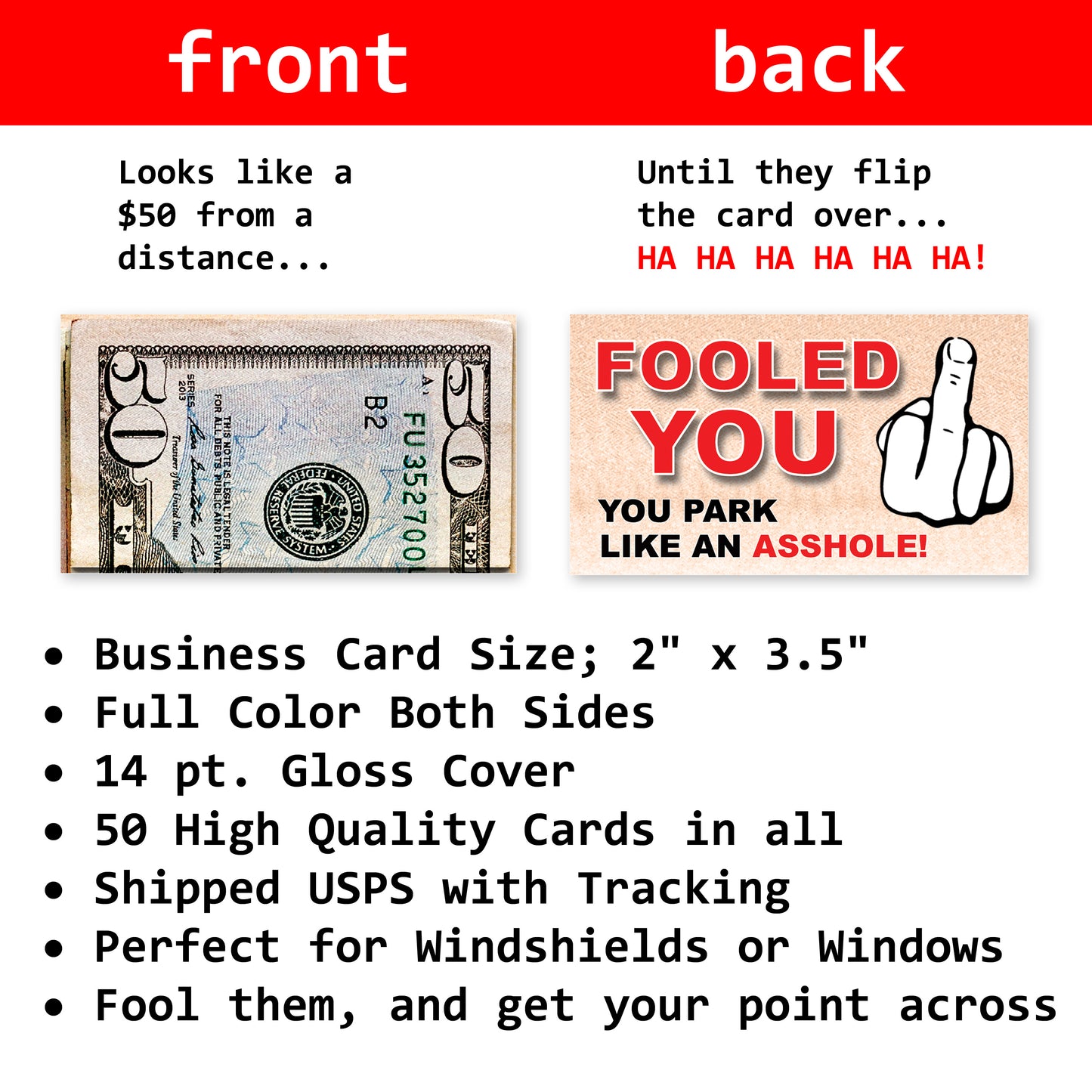 $50 Bad Parking Prank Cards Older Version 50 Pack