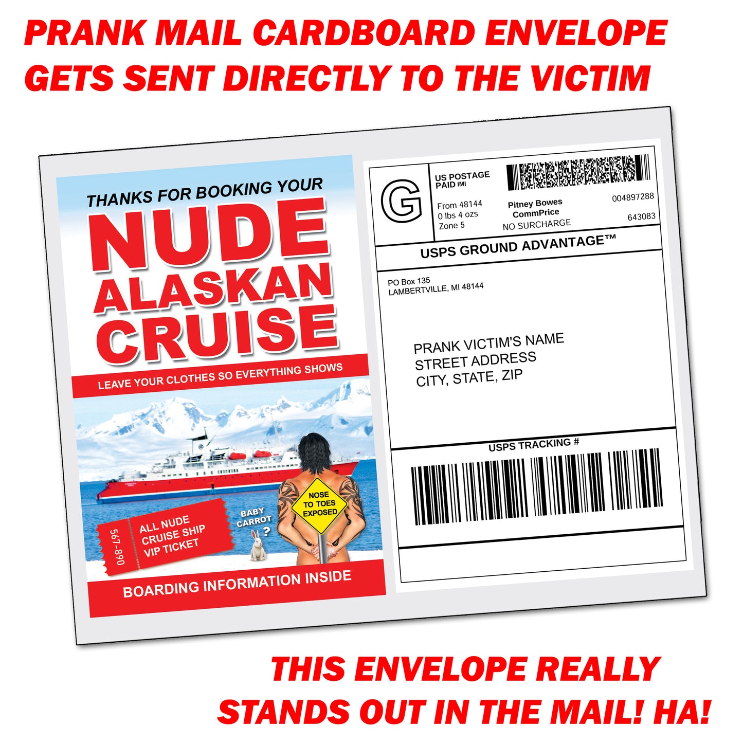 Nude Alaskan Cruise Fake Document Prank Mail Packet