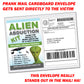 Alien Abduction Fake Document Prank Mail