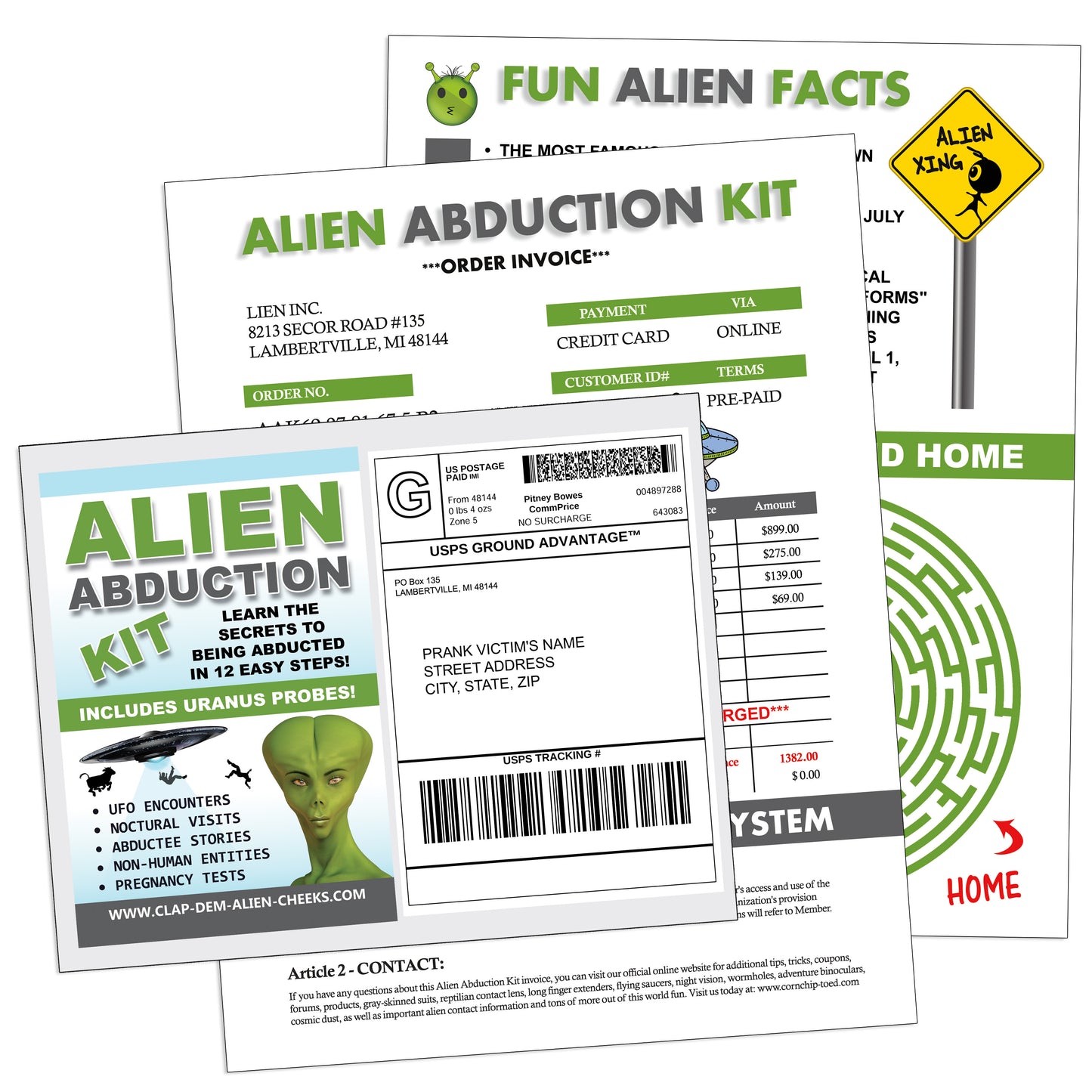 Alien Abduction Fake Document Prank Mail