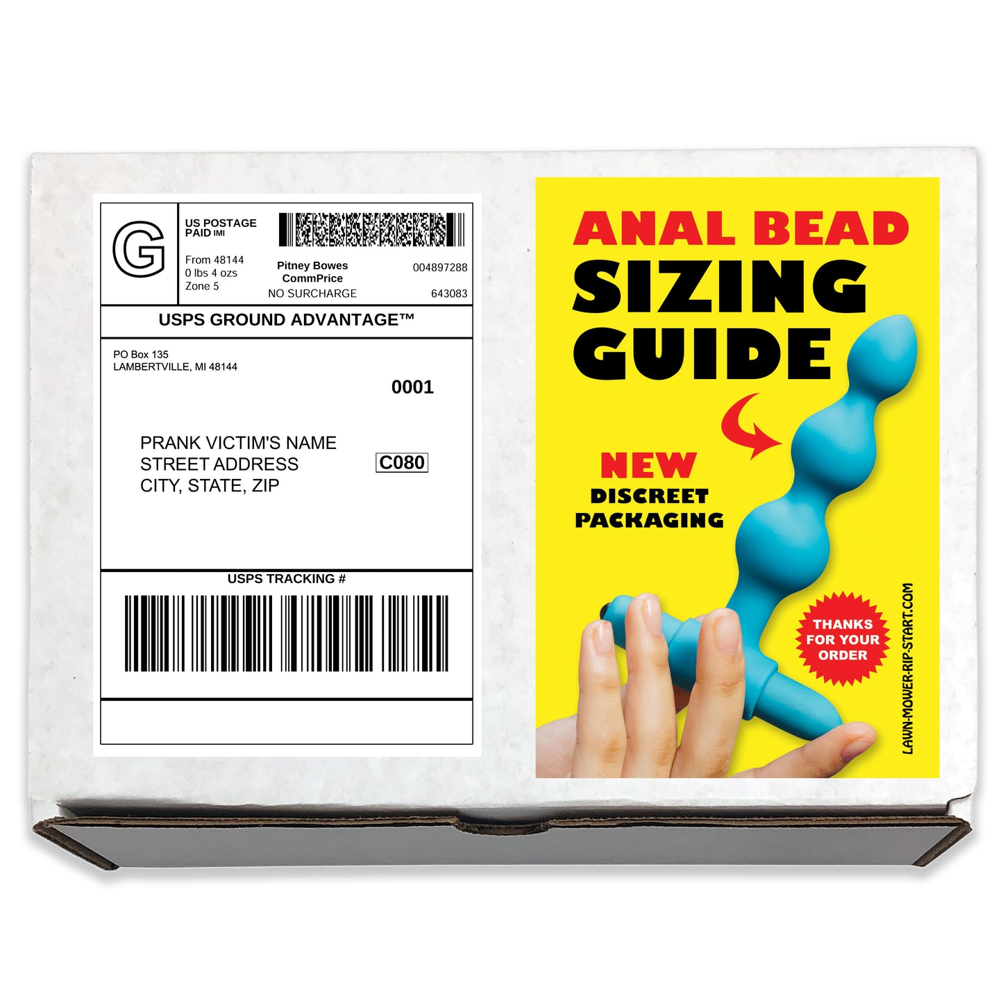 Anal Beads Sizing Guide Prank Mail