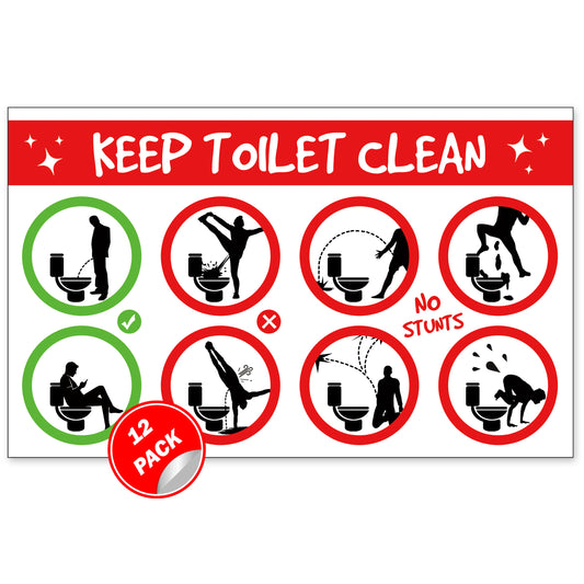Funny Men's Bathroom Toilet Prank Stickers 12 QTY