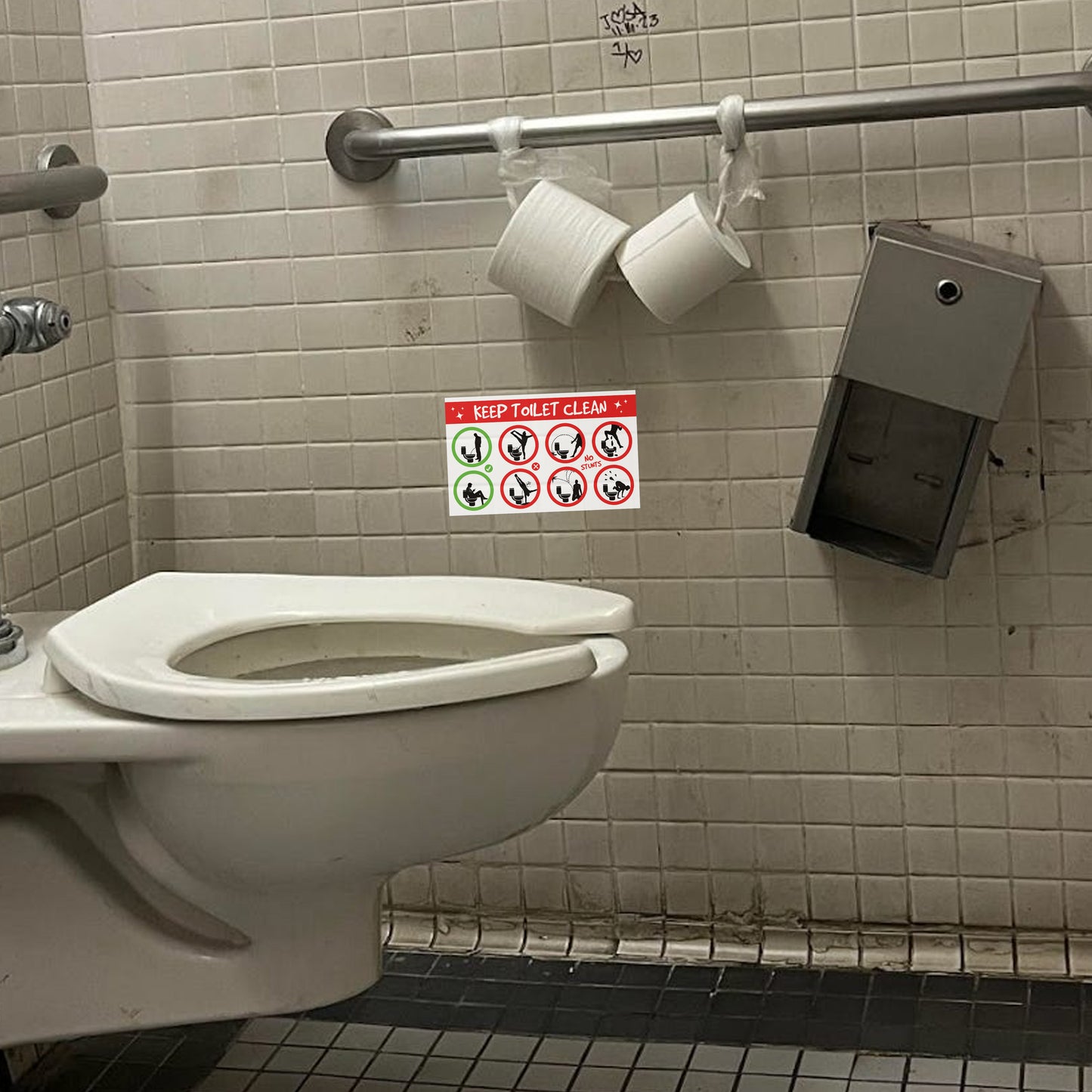 Funny Men's Bathroom Toilet Prank Stickers 12 QTY