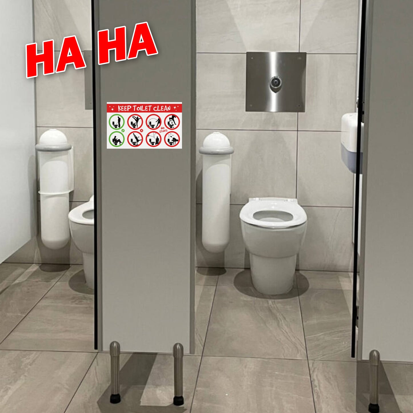 Funny Men's Bathroom Toilet Prank Stickers 12 QTY