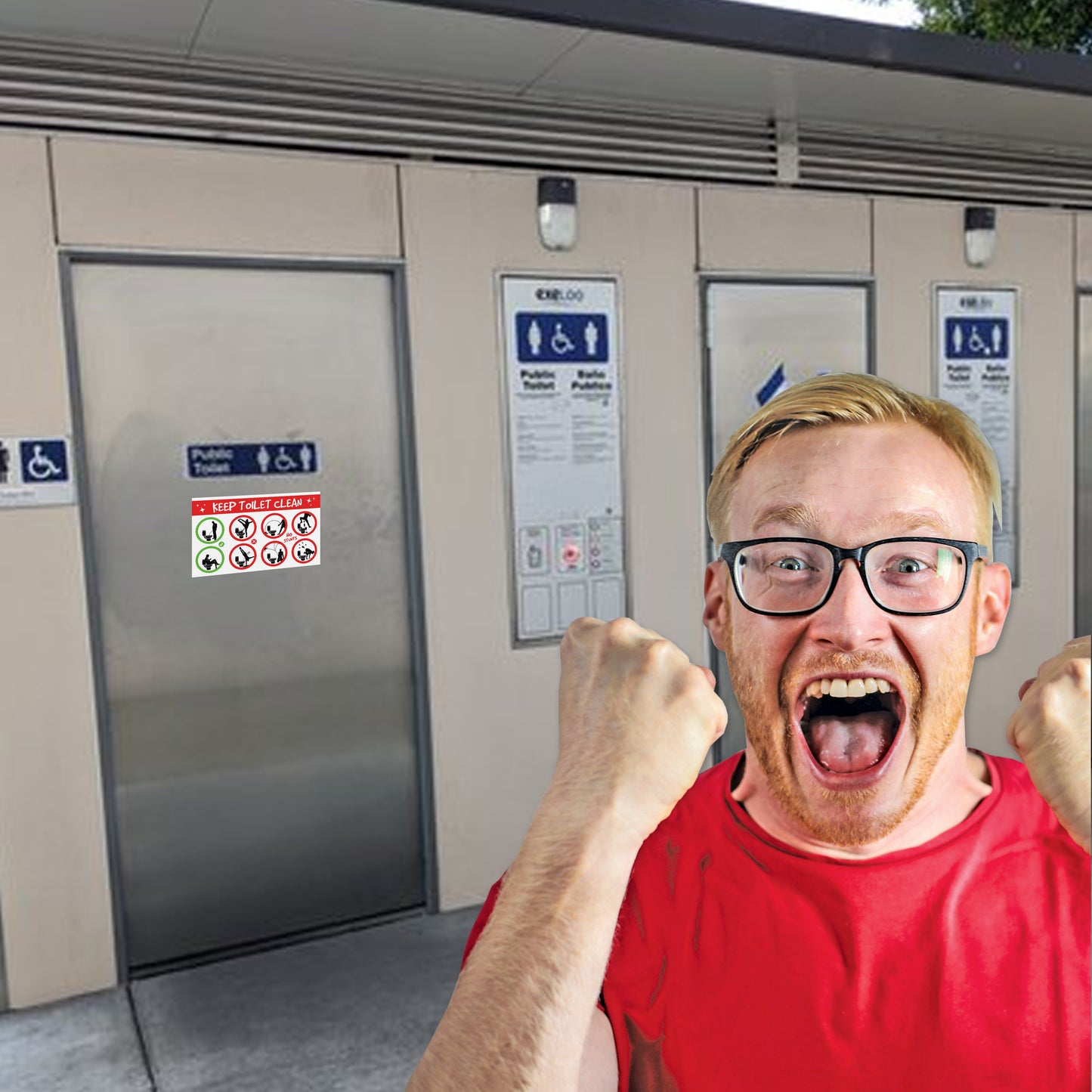 Funny Men's Bathroom Toilet Prank Stickers 12 QTY