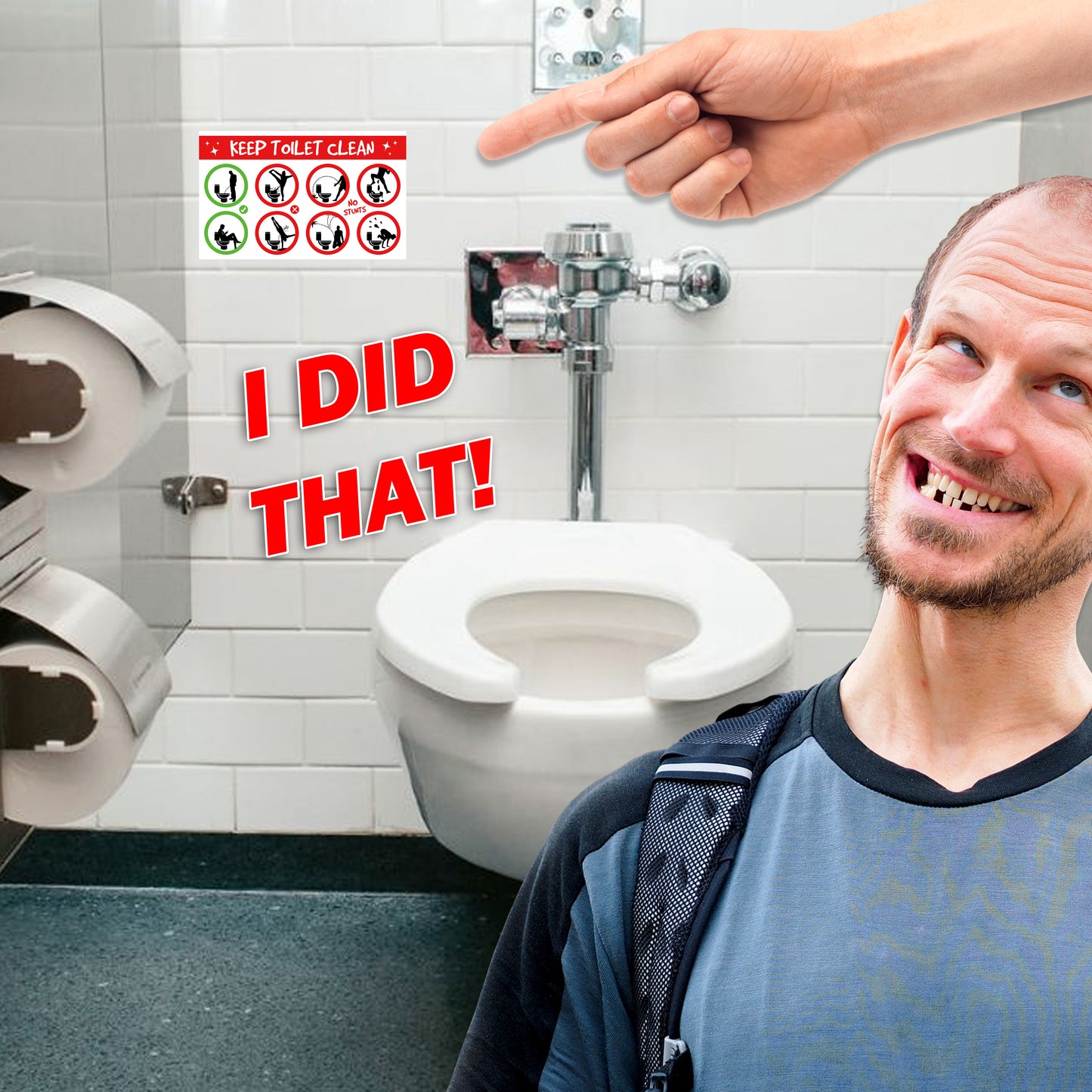 Funny Men's Bathroom Toilet Prank Stickers 12 QTY