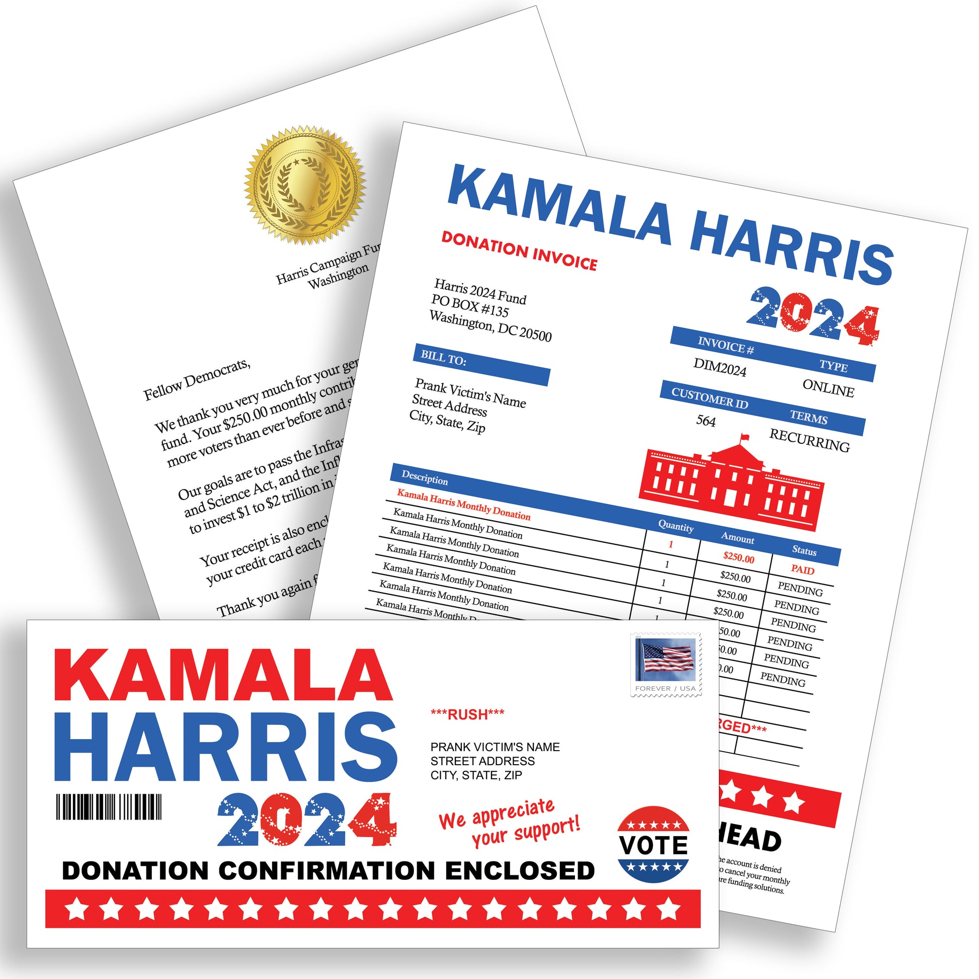 Kamala Harris Mail Prank Gag Joke