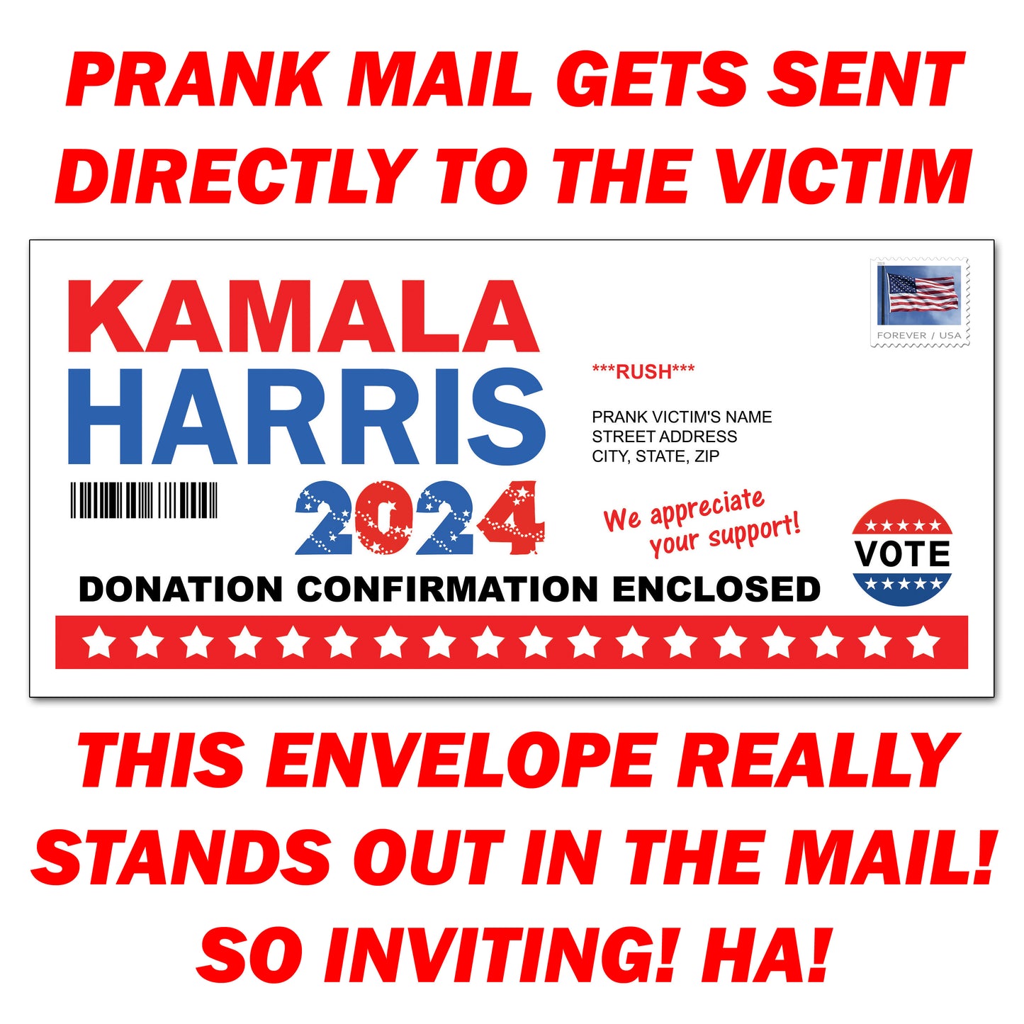 Prank - Kamala Harris 2024 Donation Mail Revenge Joke