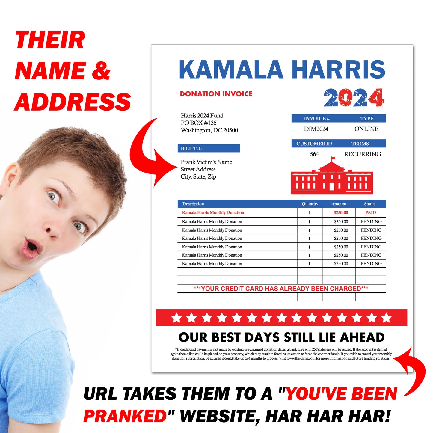 Prank - Kamala Harris 2024 Donation Mail Revenge Joke