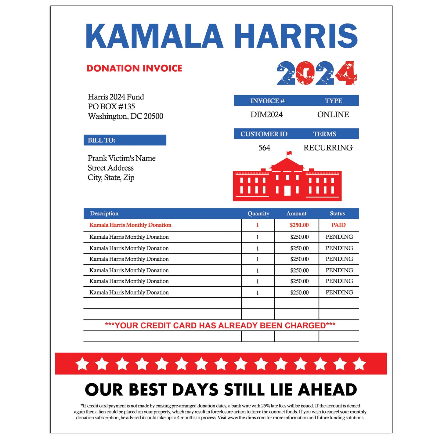 Prank - Kamala Harris 2024 Donation Mail Revenge Joke