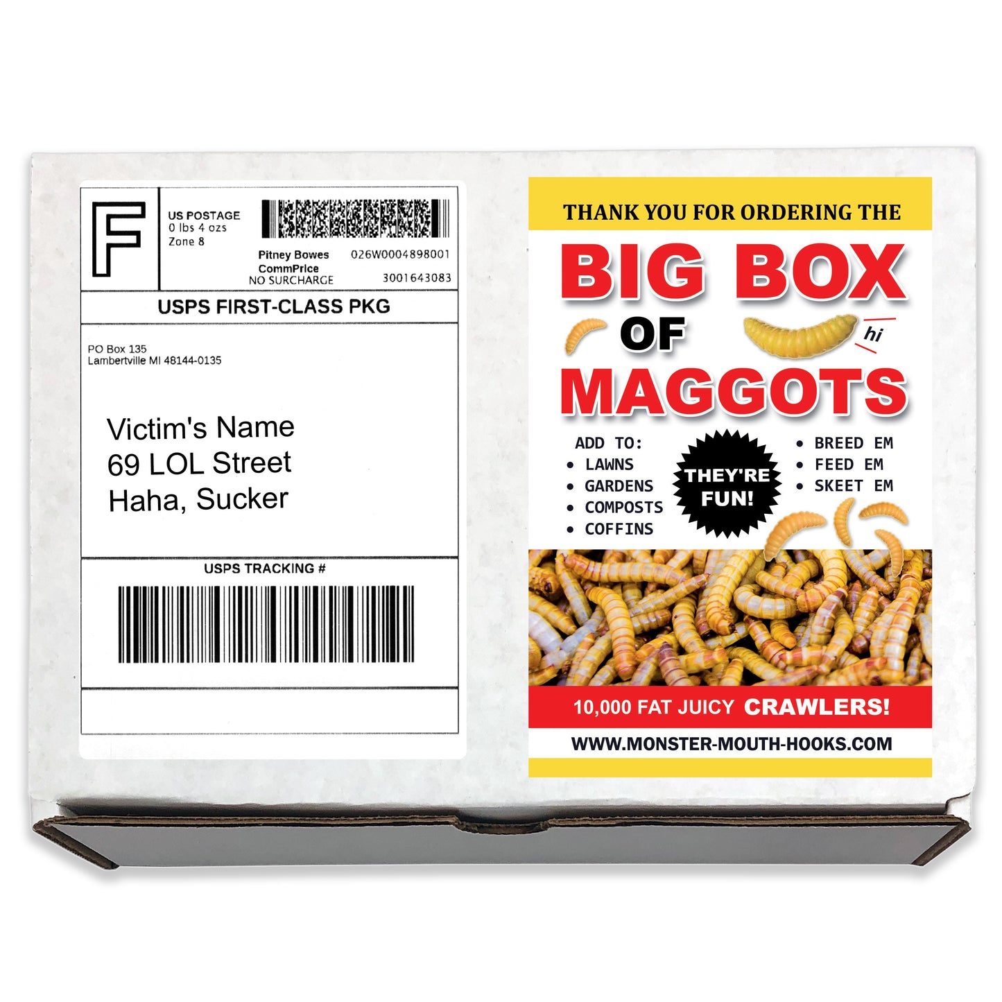 Big Box of Maggots Mail Prank Gag
