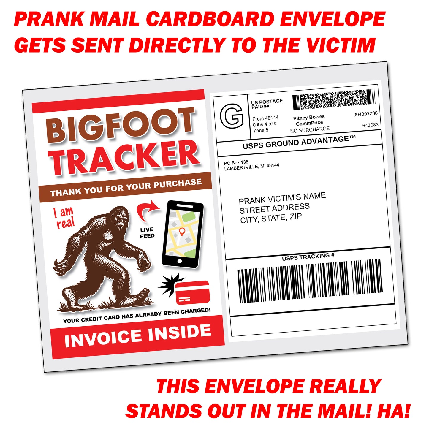 Bigfoot Tracker Fake Document Prank Mail