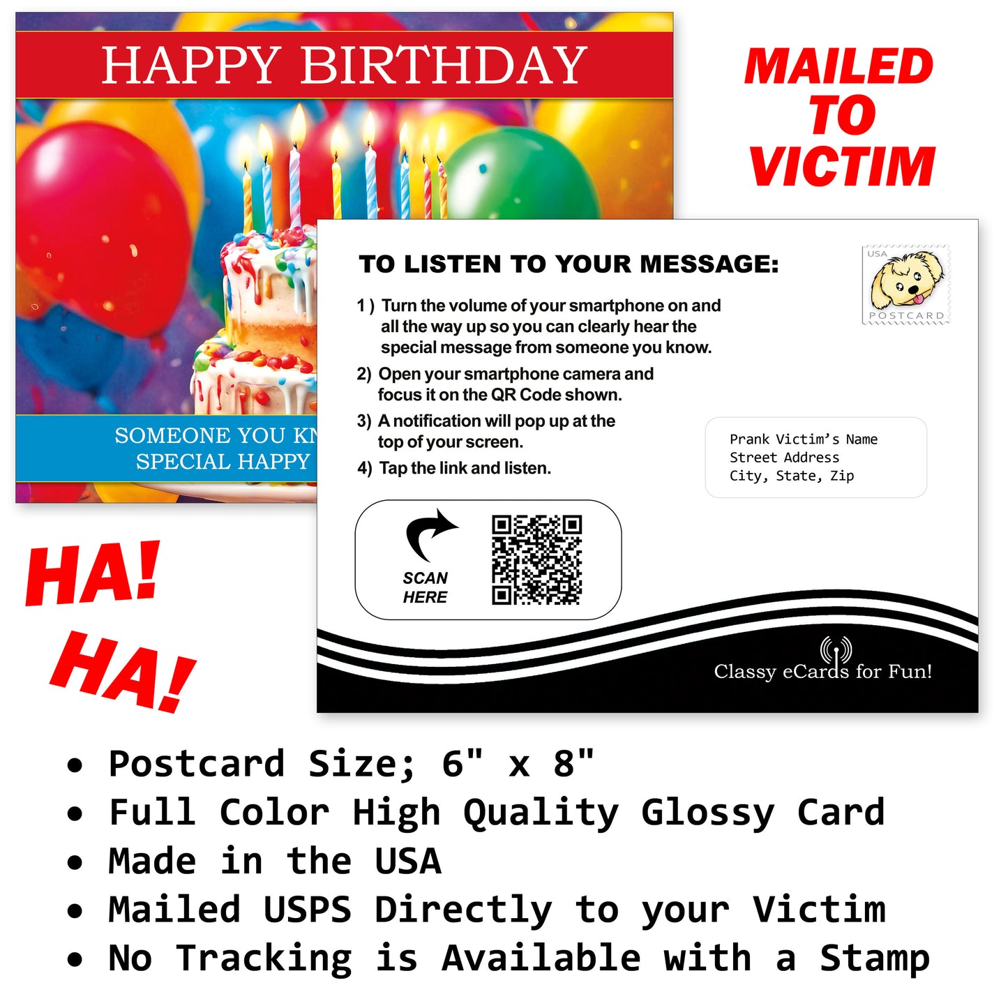 Happy Birthday Embarrassing Postcard Prank Mail