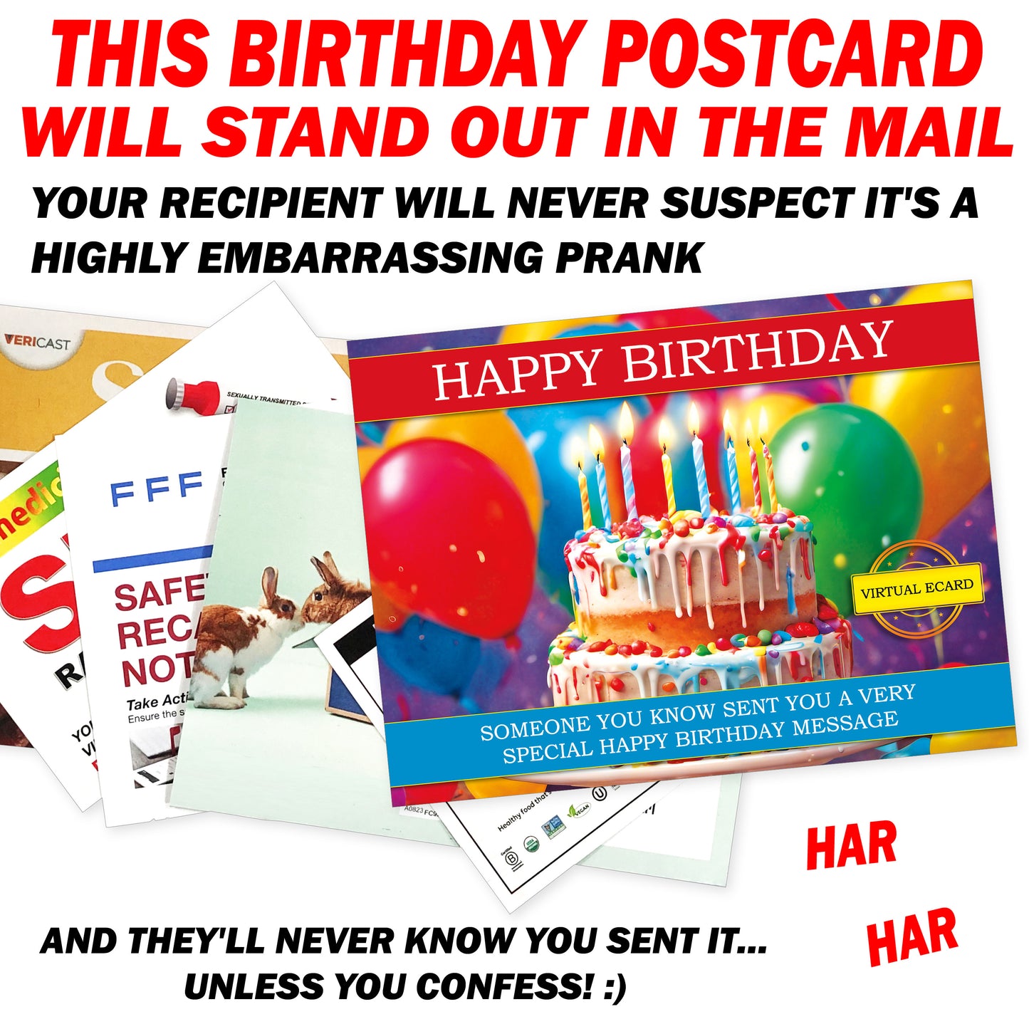 Happy Birthday Embarrassing Postcard Prank Mail