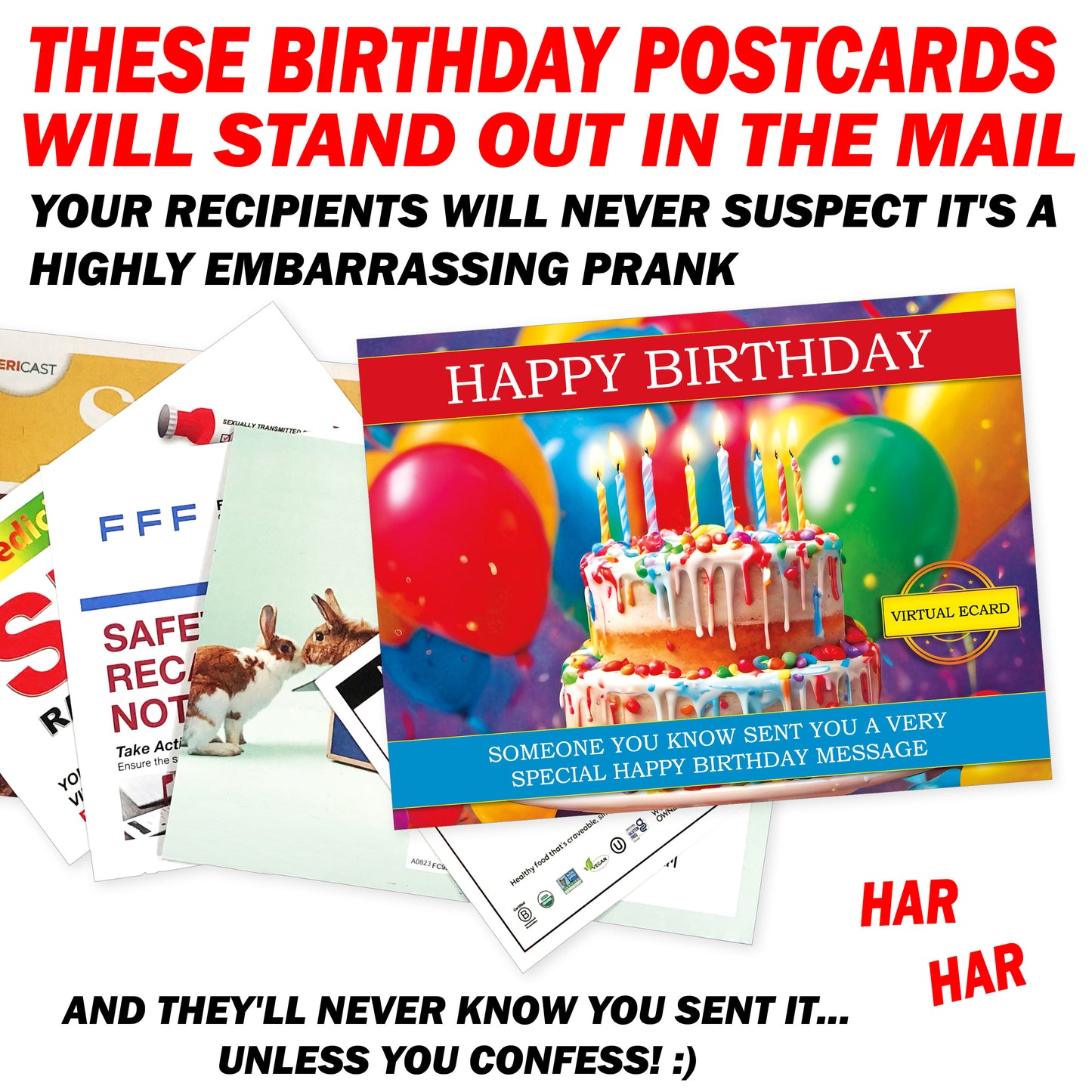 Happy Birthday 12 Pack Embarrassing Postcards