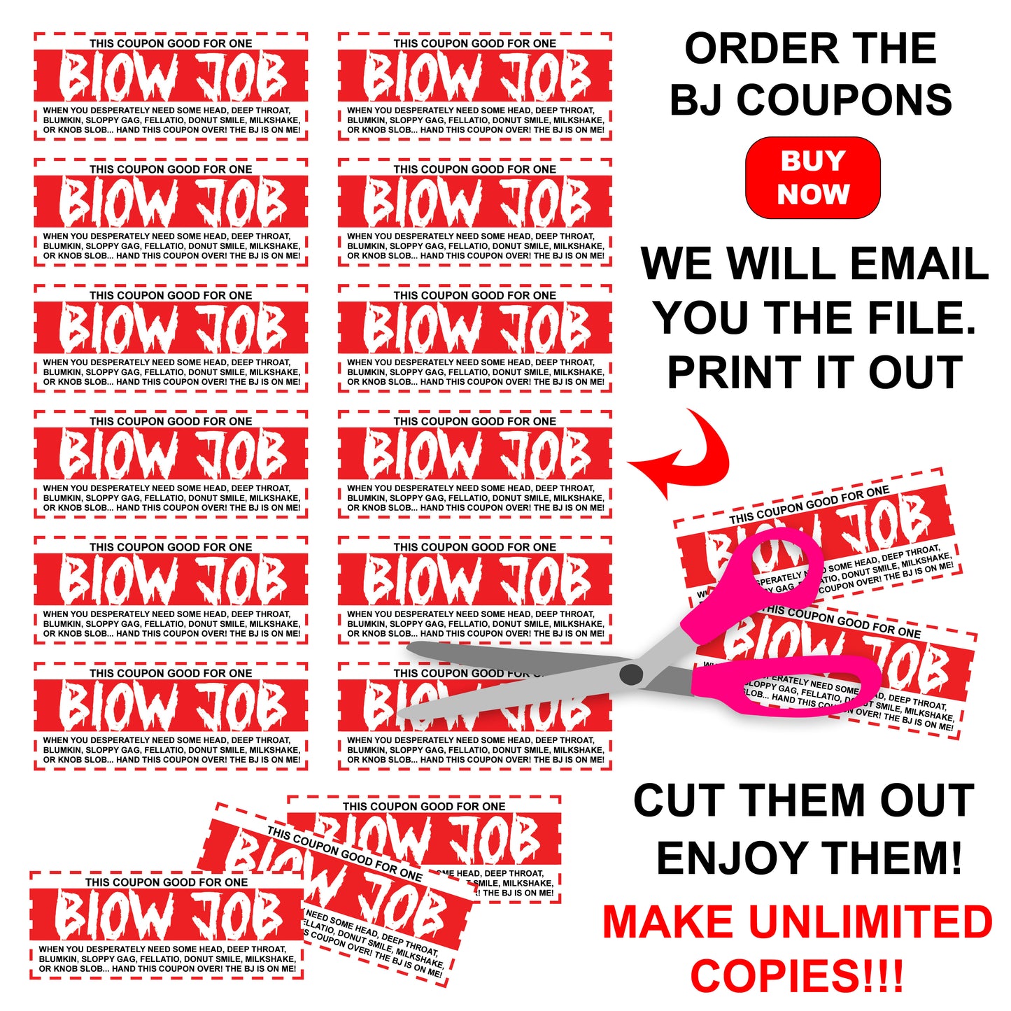 Blow Job Coupons for Him, Husband, Boyfriend, Romance - PDF File to Print and Use!
