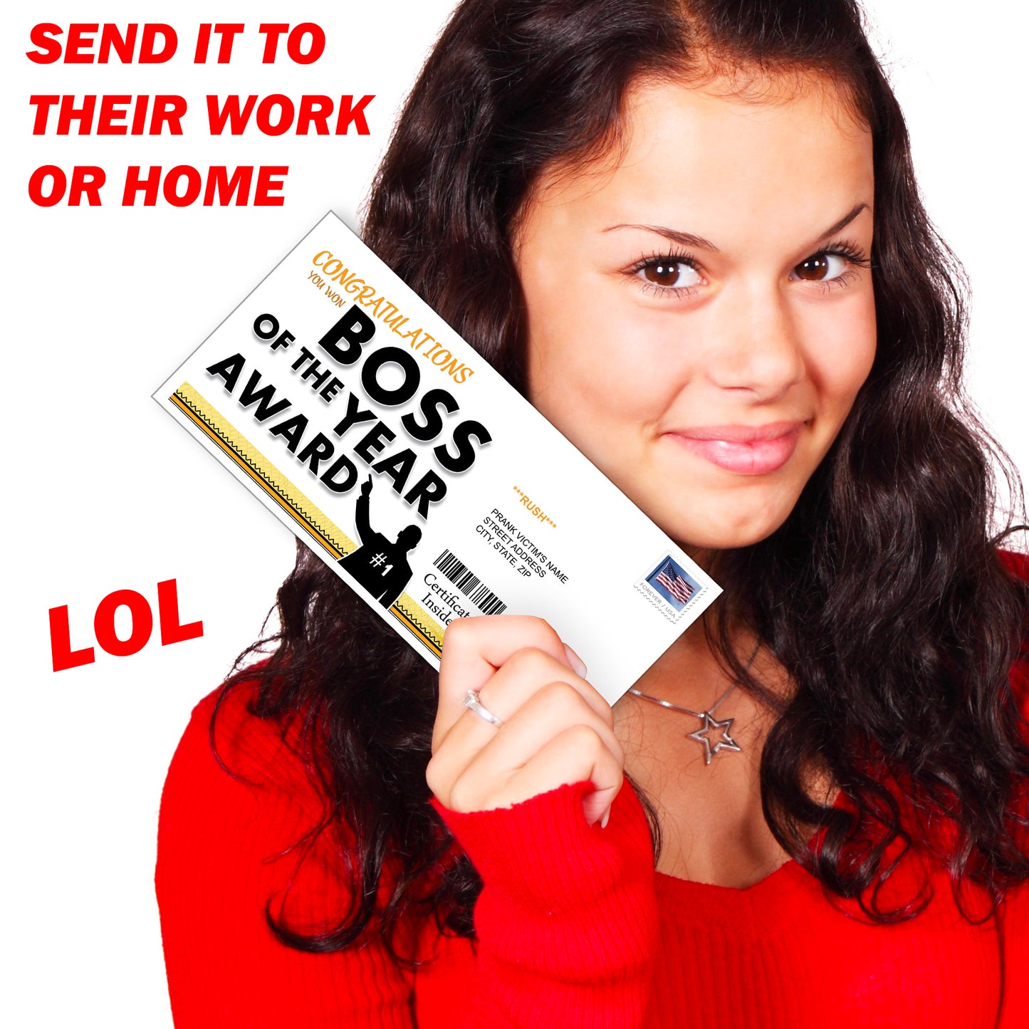 Boss of the Year Fake Award Middle Finger Prank Mail