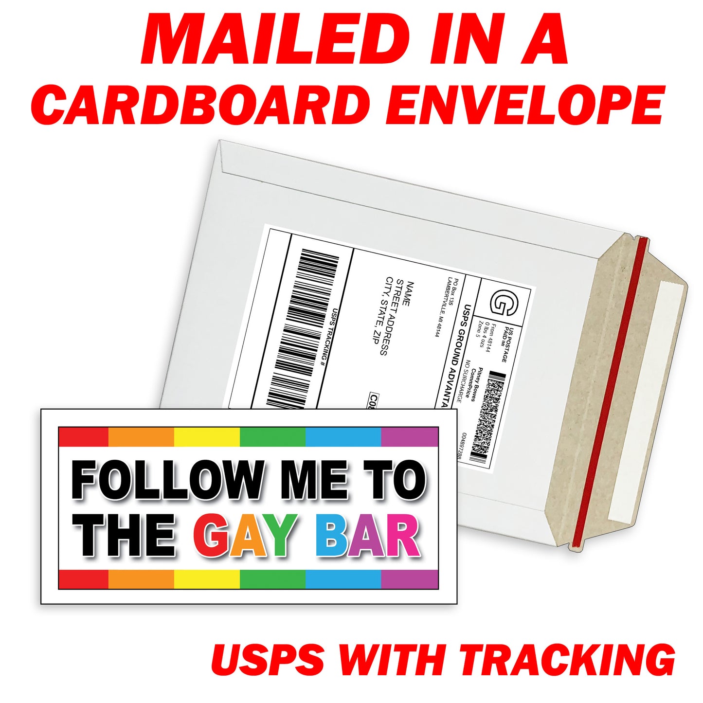 Follow Me To The Gay Bar - Quantity 1 Removable Bumper Sticker