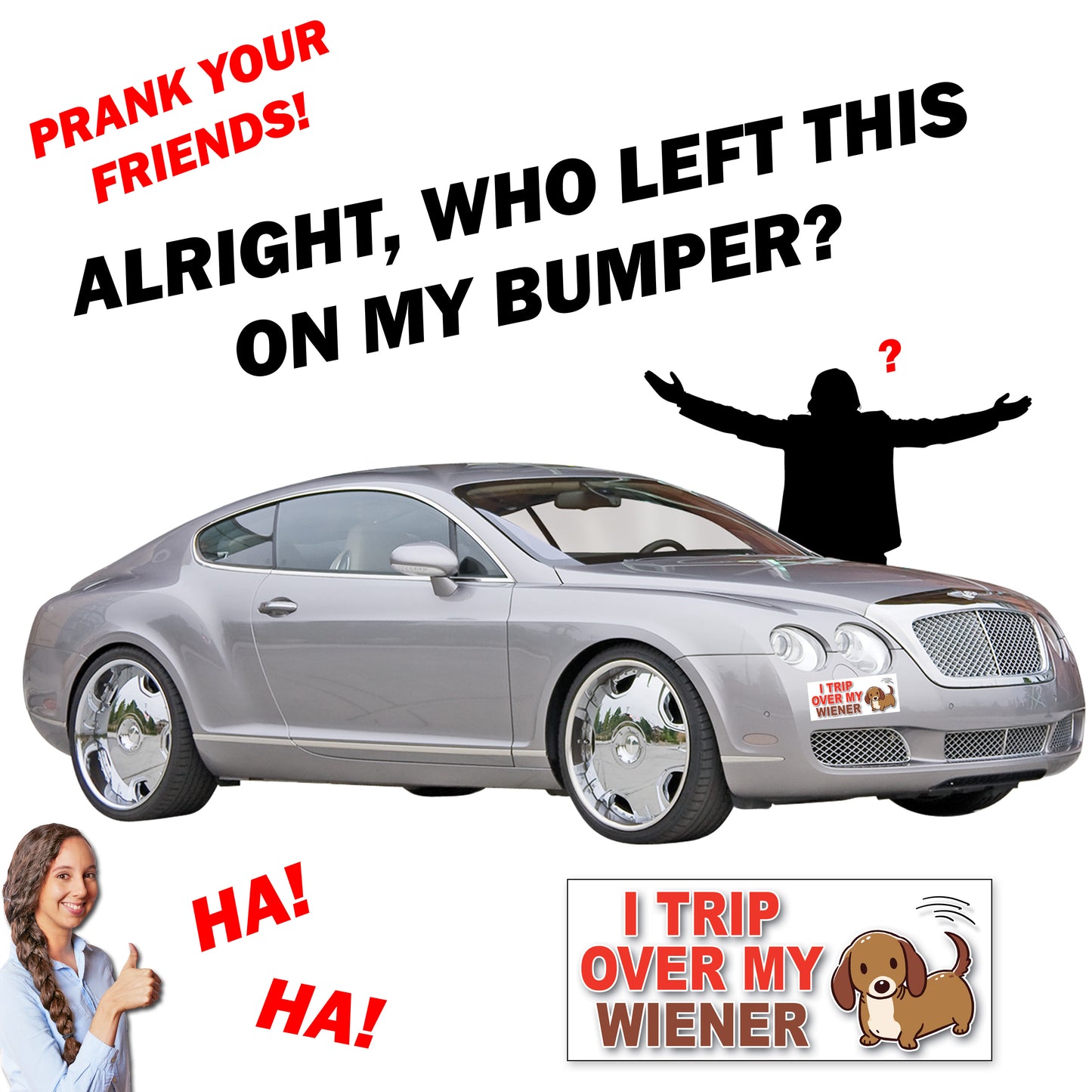 I Trip Over My Wiener - Quantity 1 Removable Bumper Sticker