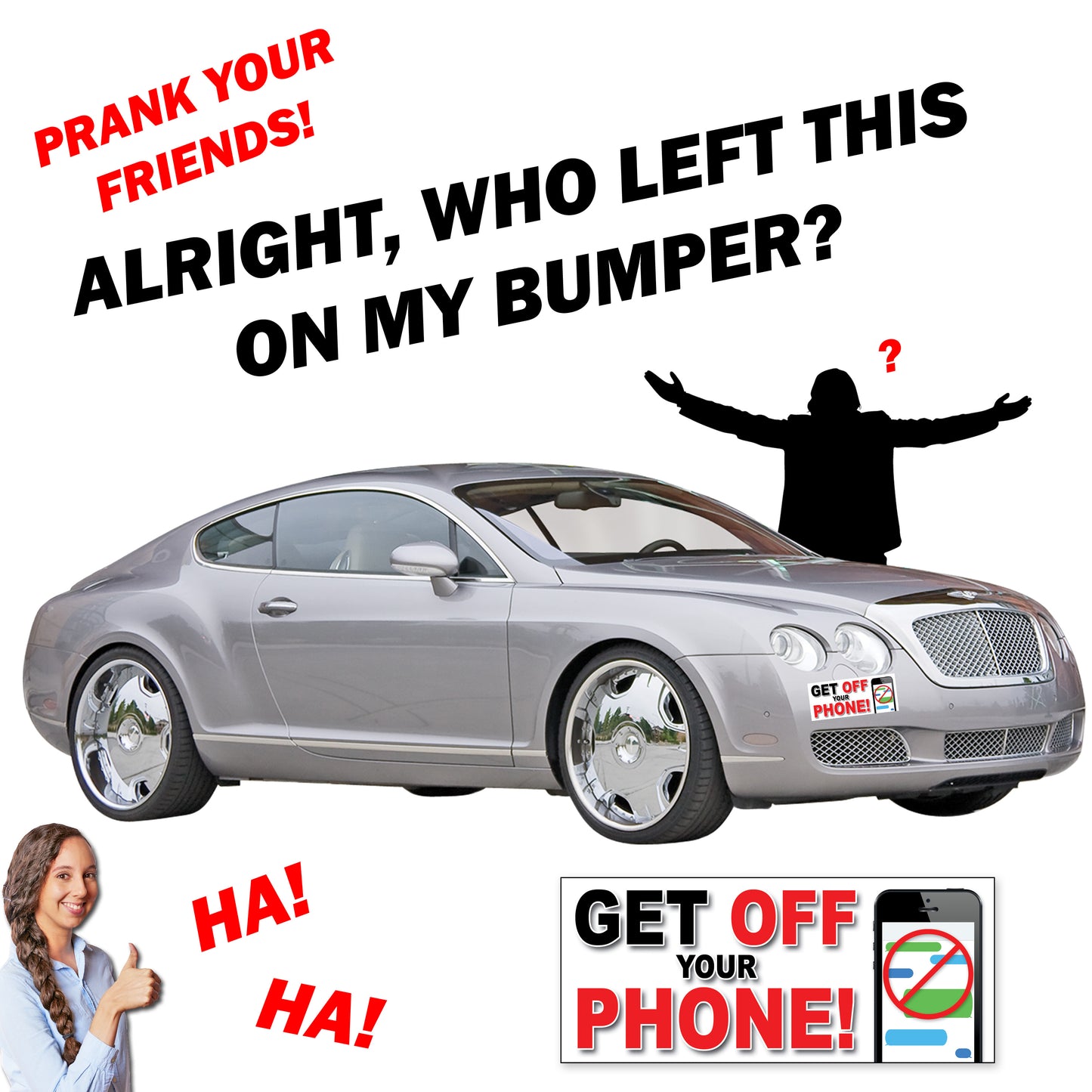 Get Off Your Phone - Quantity 1 Removable Bumper Sticker