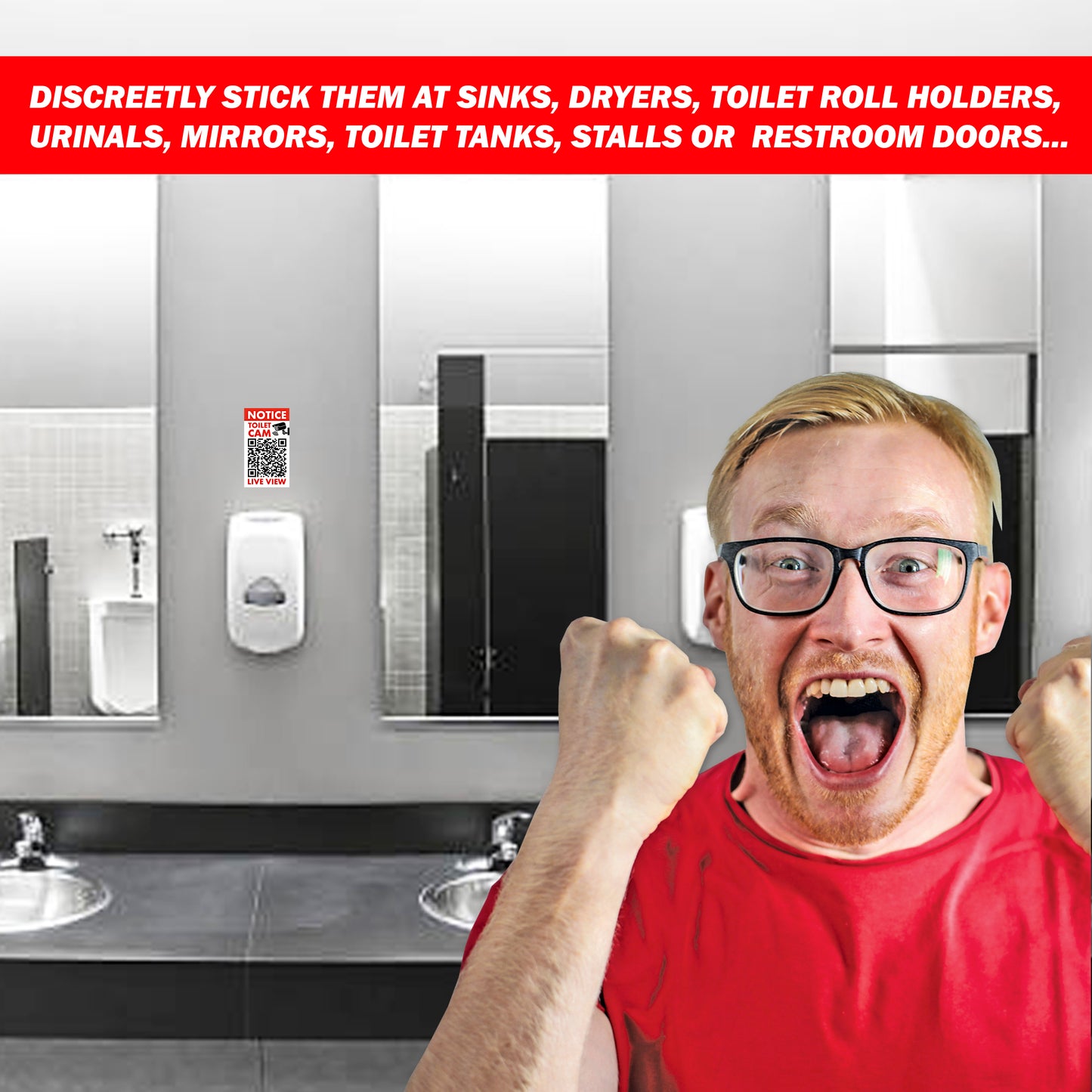 Woman Moaning Bathroom Toilet QR Code Prank Stickers!