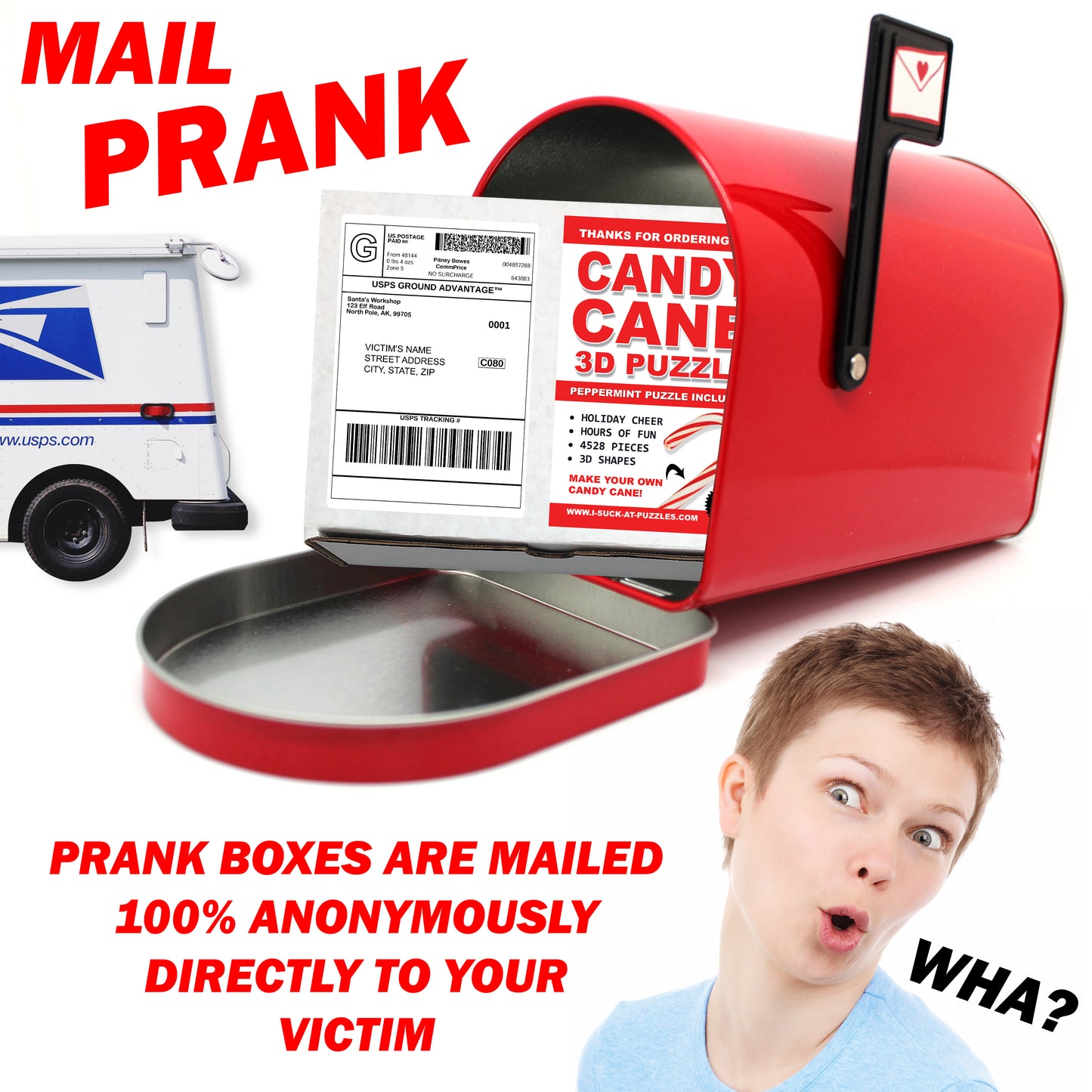 Candy Cane Christmas 3D Puzzle Prank Mail