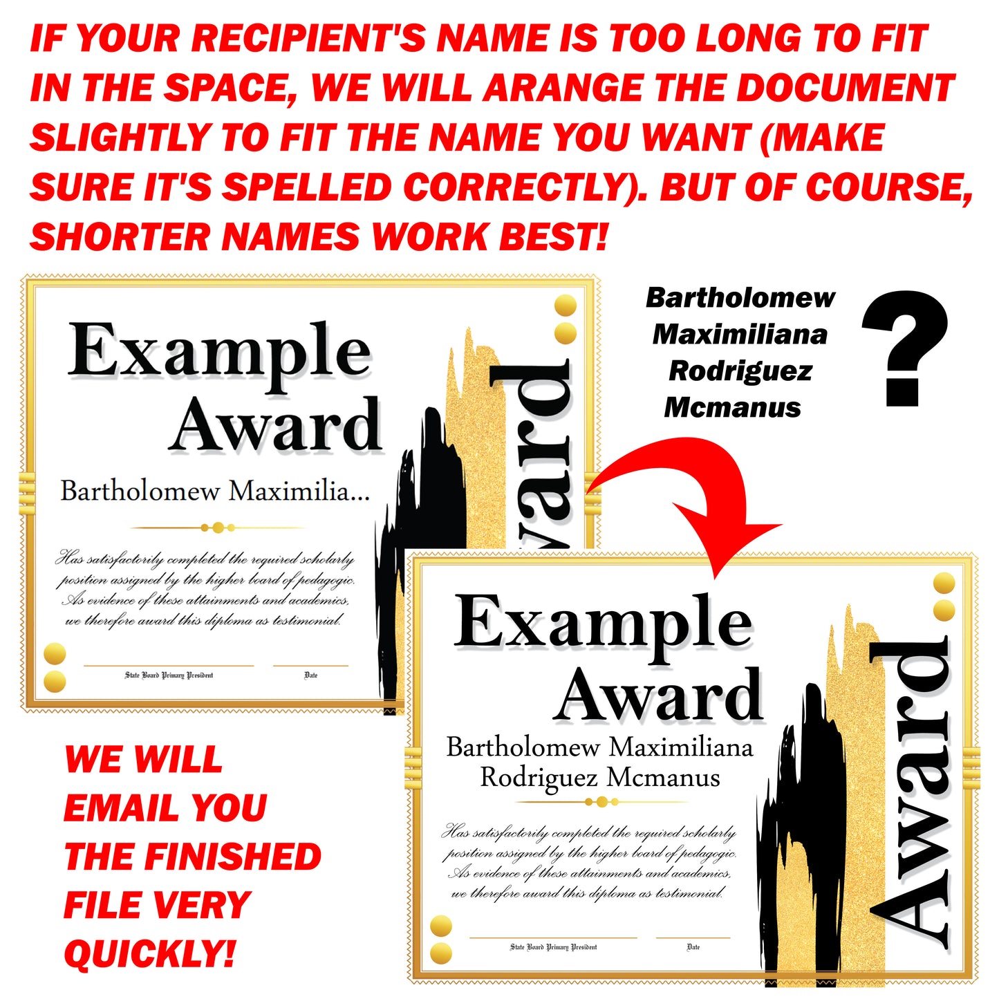 Asshole Award, Just Tell us the Recipient Name, and we'll Email you the Finished Award to Print!
