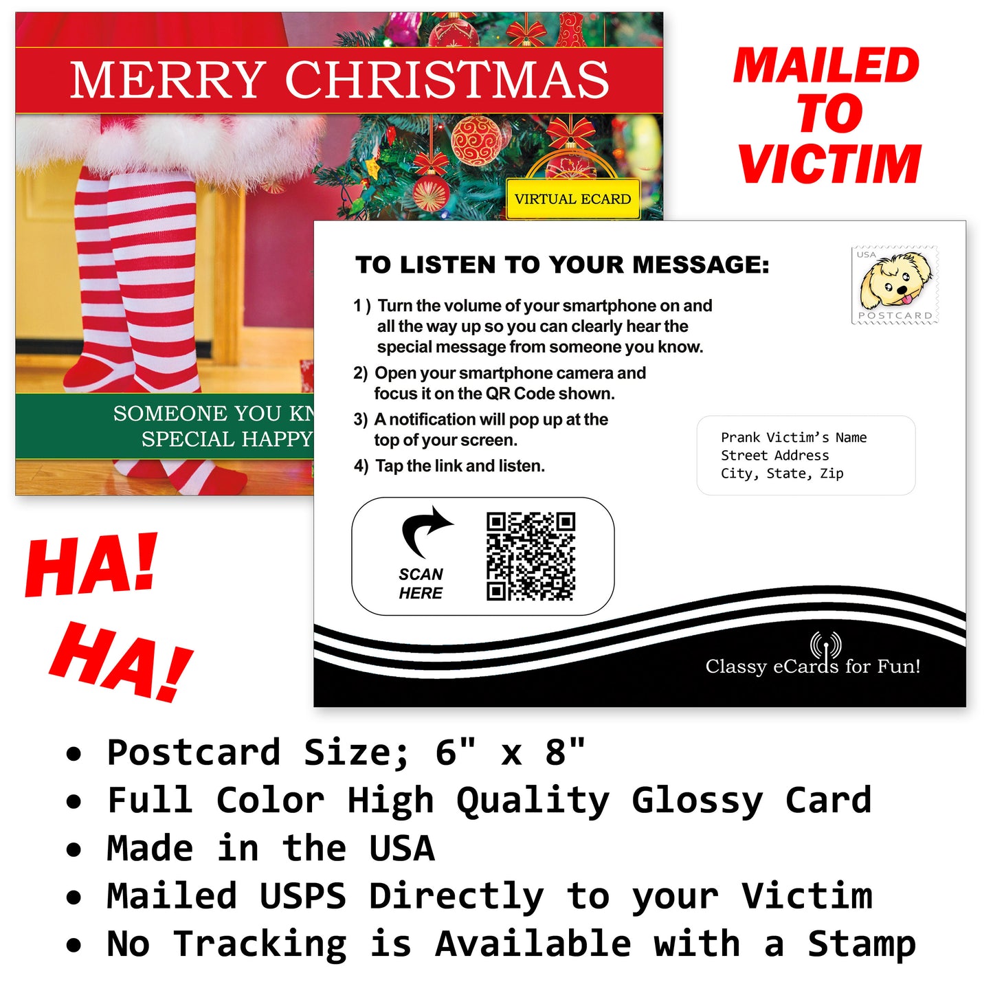 Merry Christmas Embarrassing Postcard Prank Mail