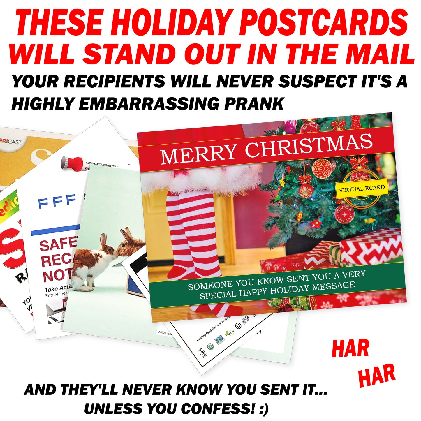 Merry Christmas 12 Pack Embarrassing Postcards