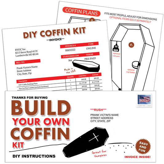 Build Your Own Coffin Kit Prank Mail