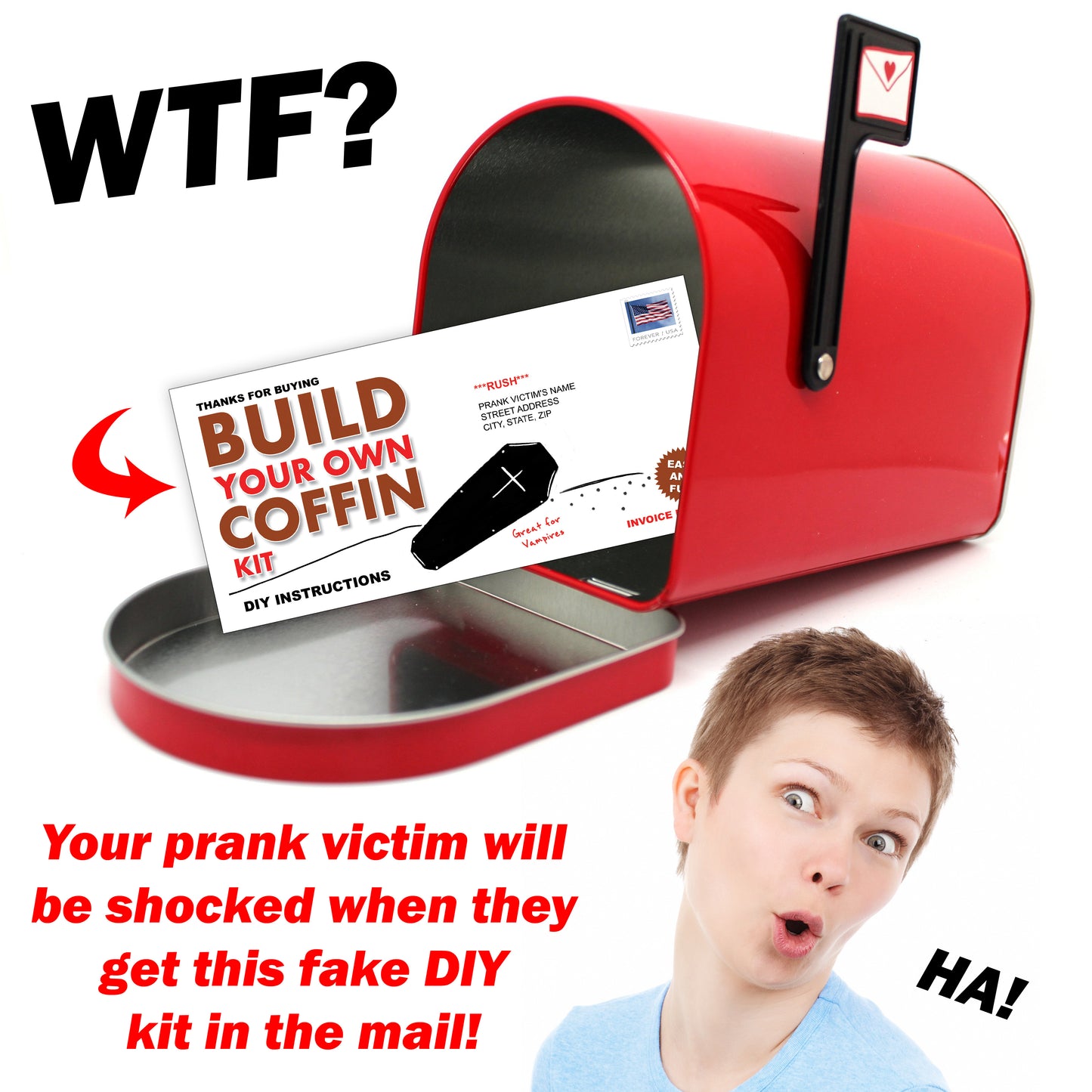 Build Your Own Coffin Kit Prank Mail Letter