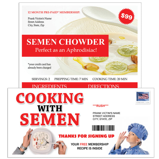 Cooking With Semen Prank Letter Mail