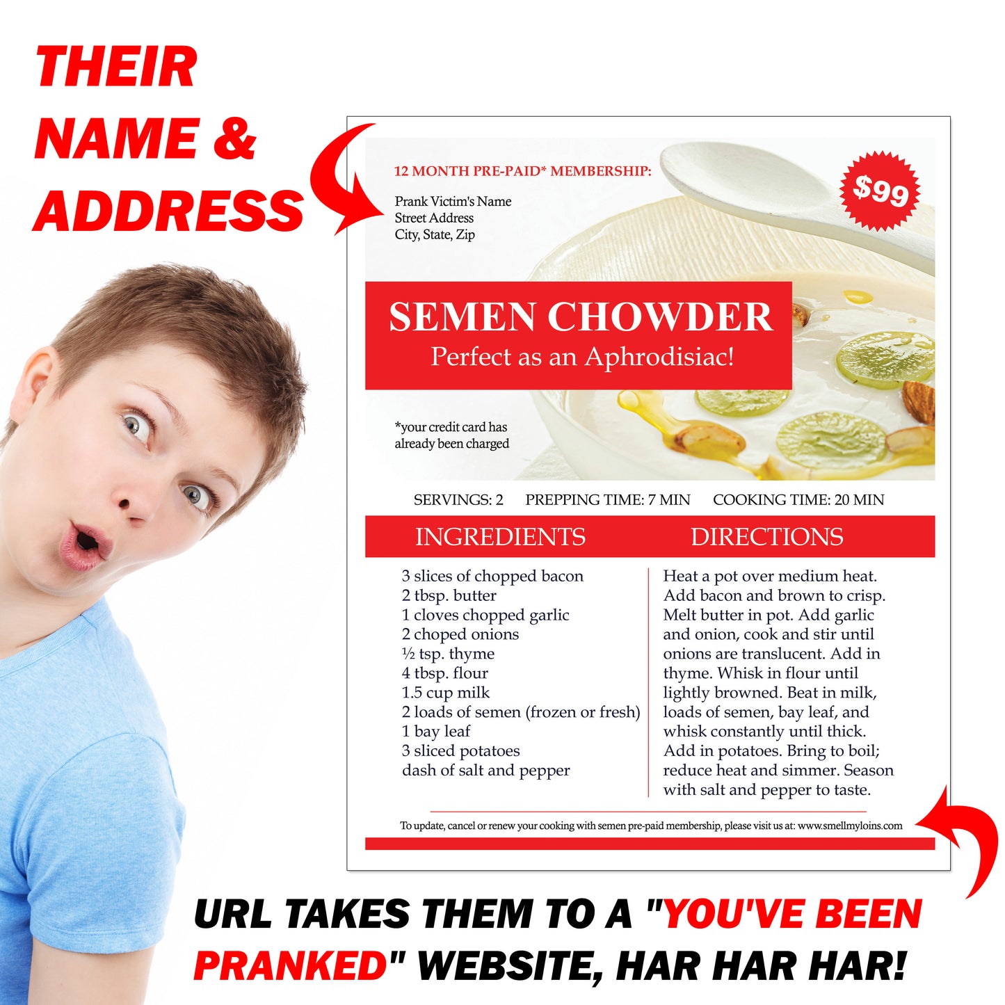 Cooking With Semen Joke Mail Prank Letter