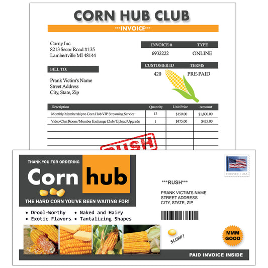 Corn Hub Club Prank Envelope