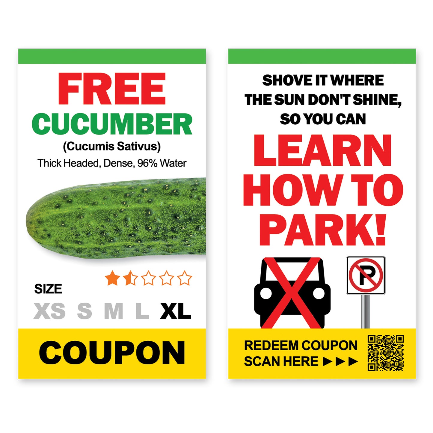 Free Cucumber Coupon Bad Parking Cards