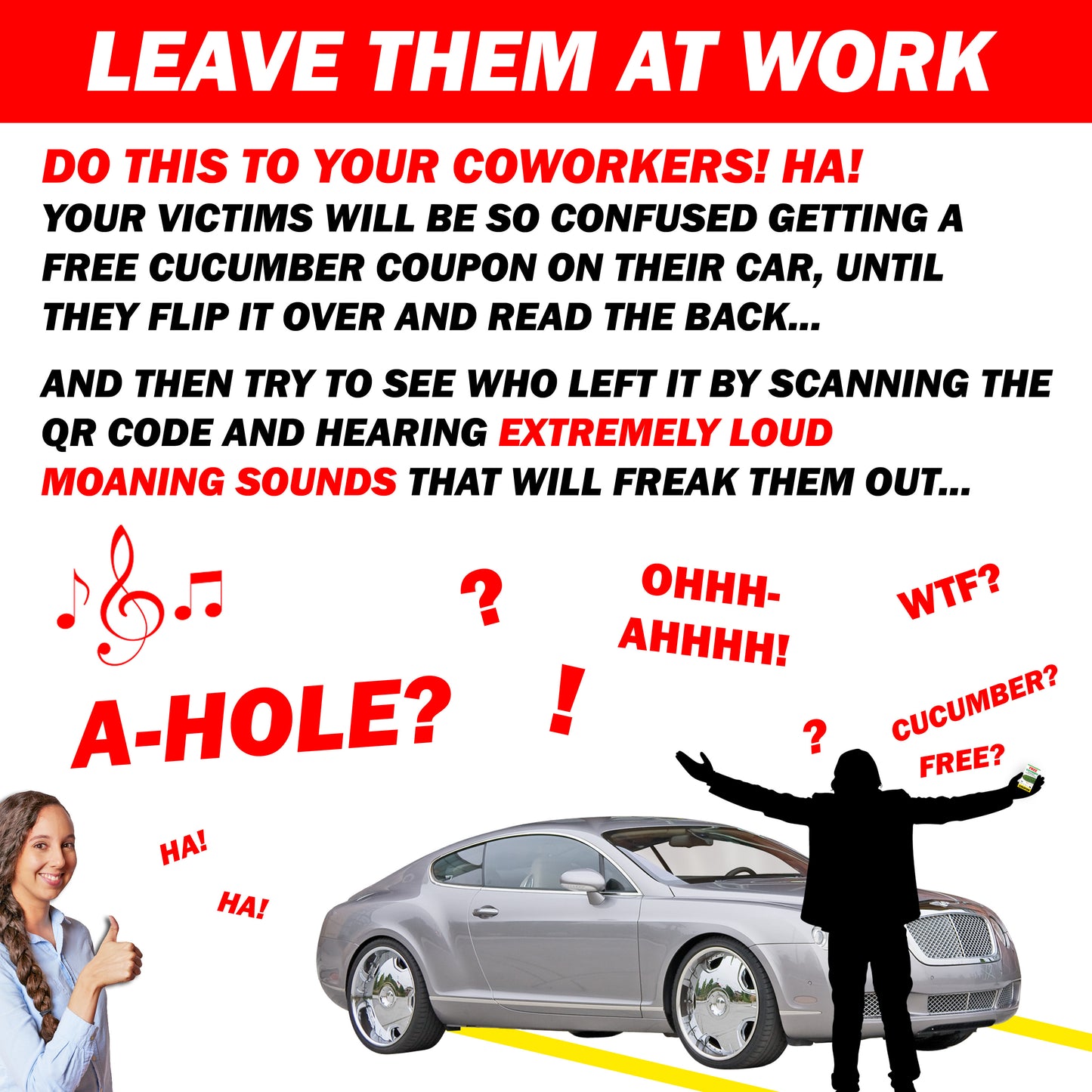 Cucumber A-Hole Bad Parking Cards, 50 Pack