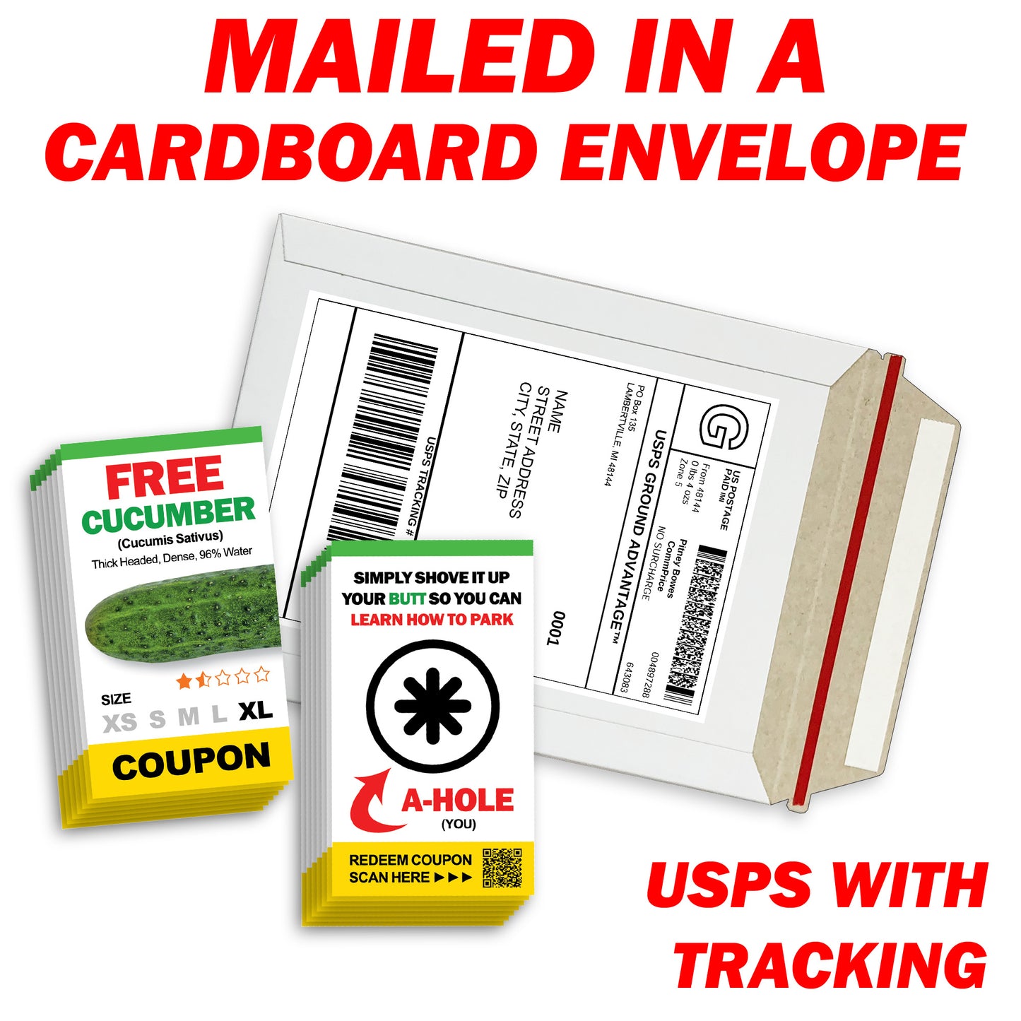 Cucumber A-Hole Bad Parking Cards, 50 Pack