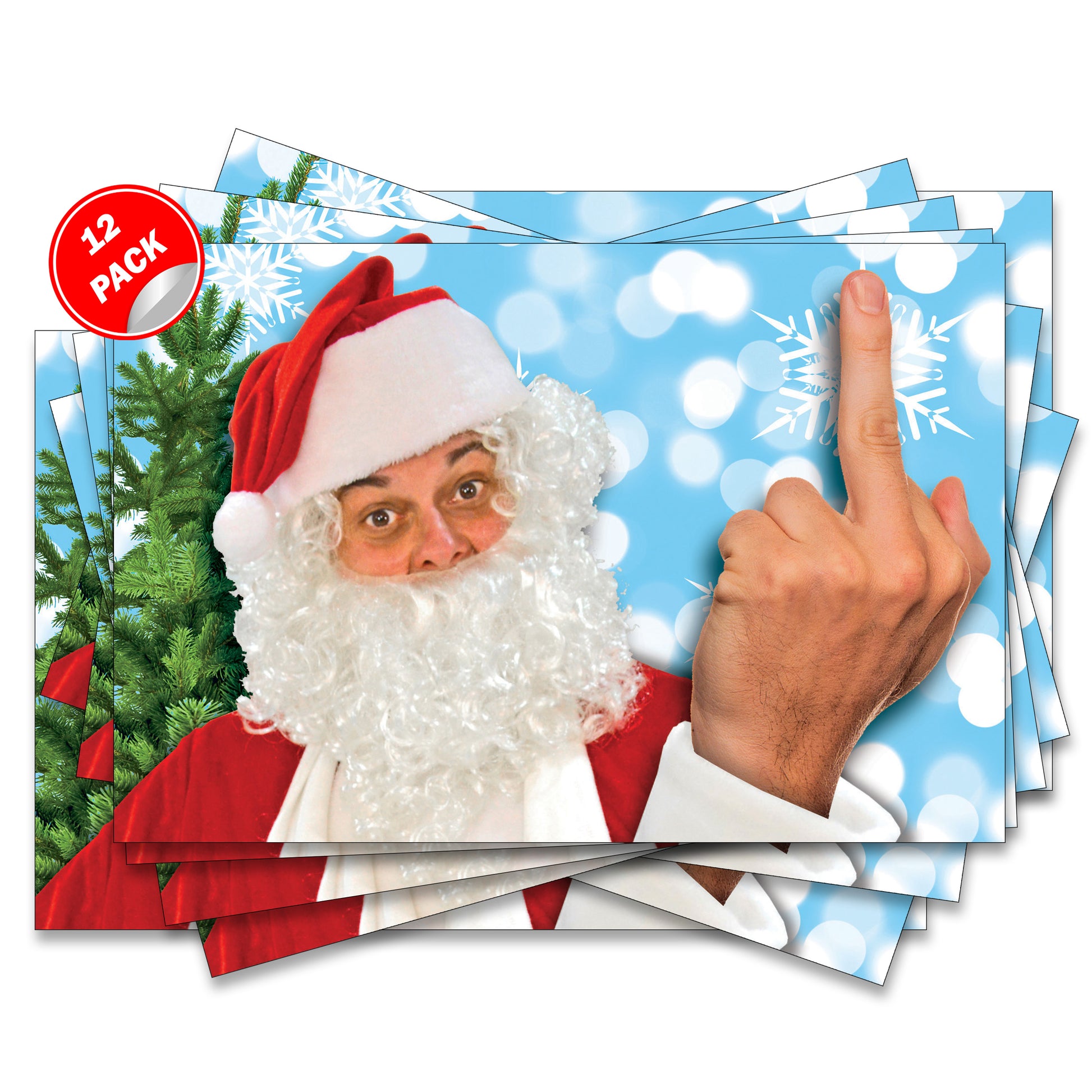Santa Middle Finger Prank Sticker Labels
