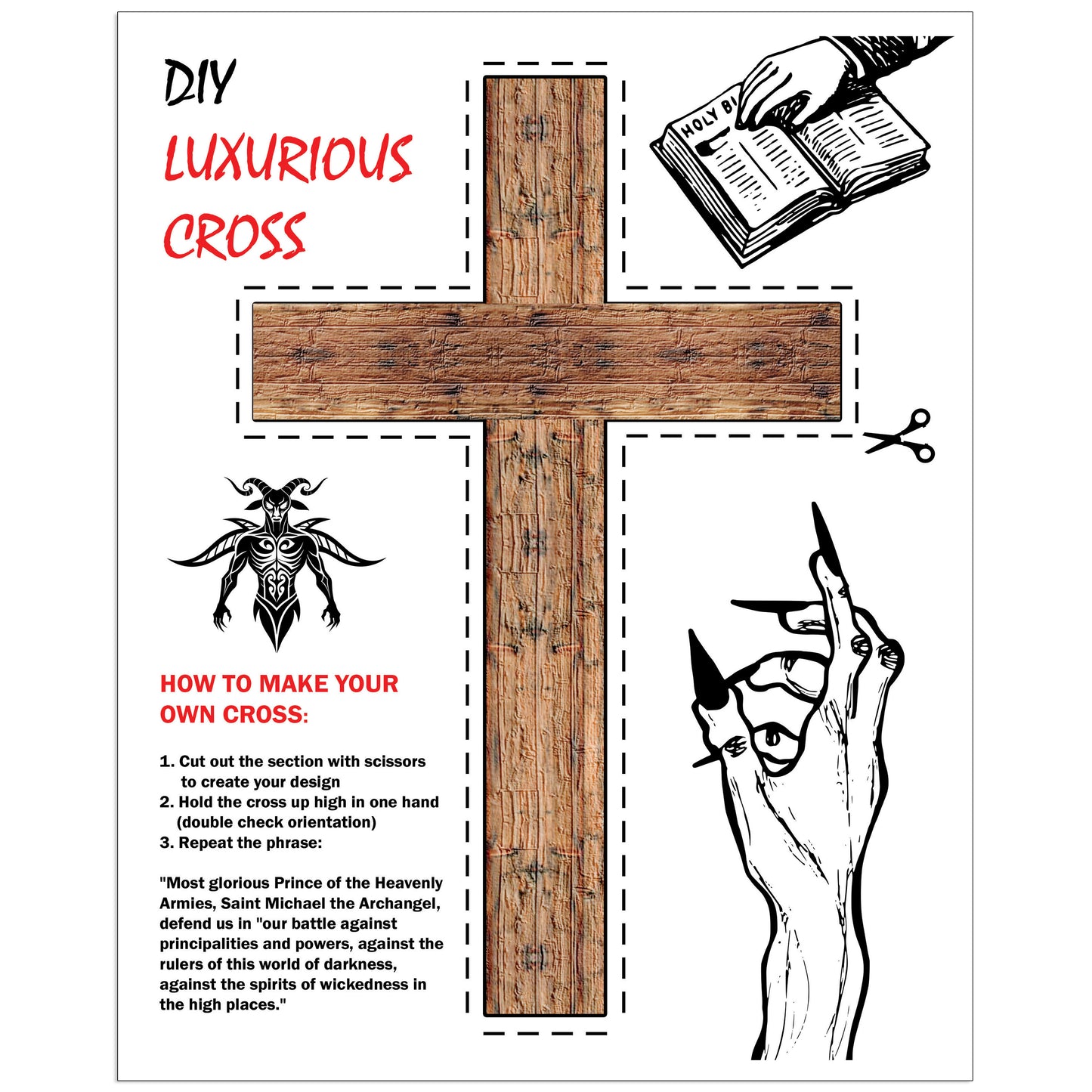 Prank Mail Fake DIY Exorcism Instruction Kit and Cross