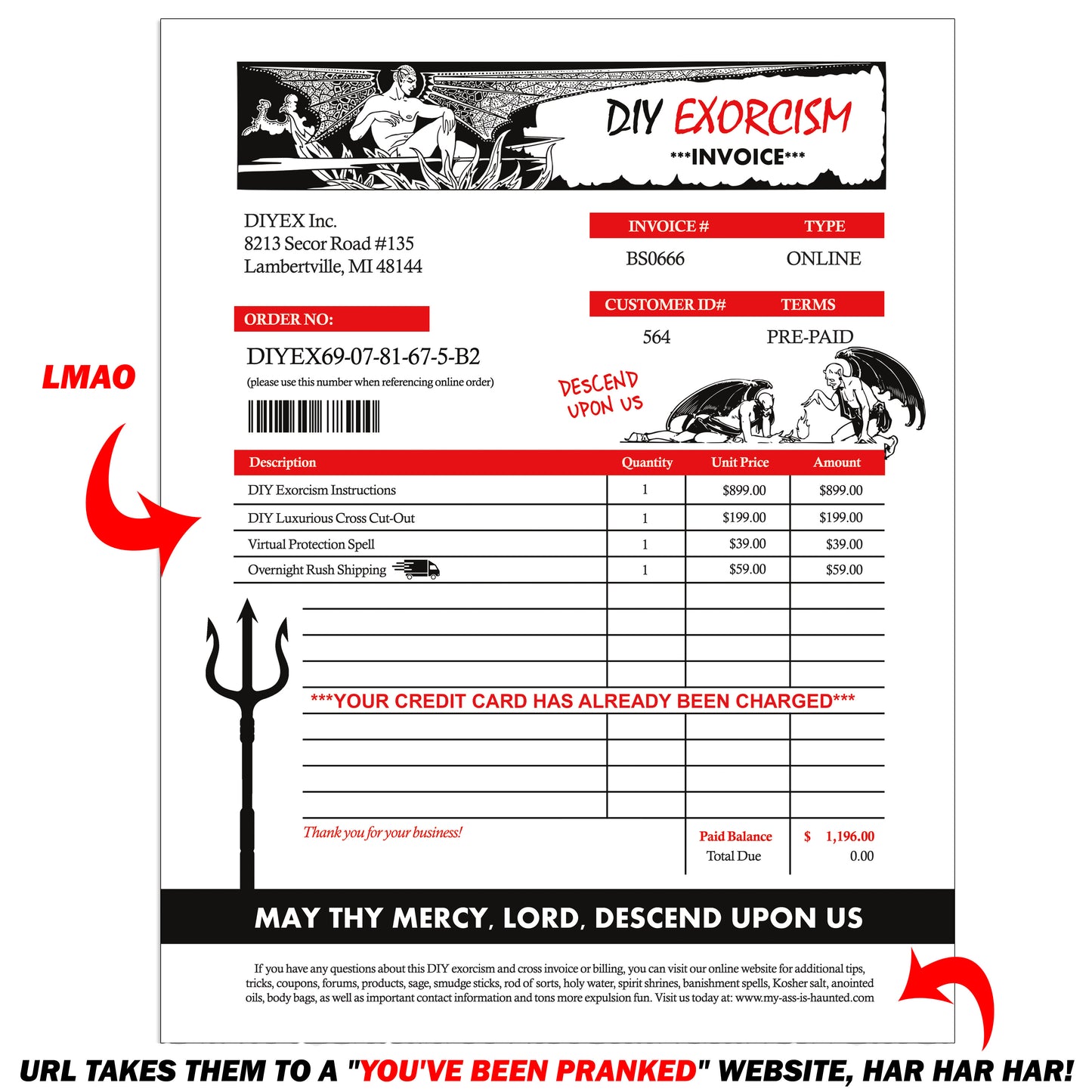 Prank Mail Fake DIY Exorcism Instruction Kit and Cross