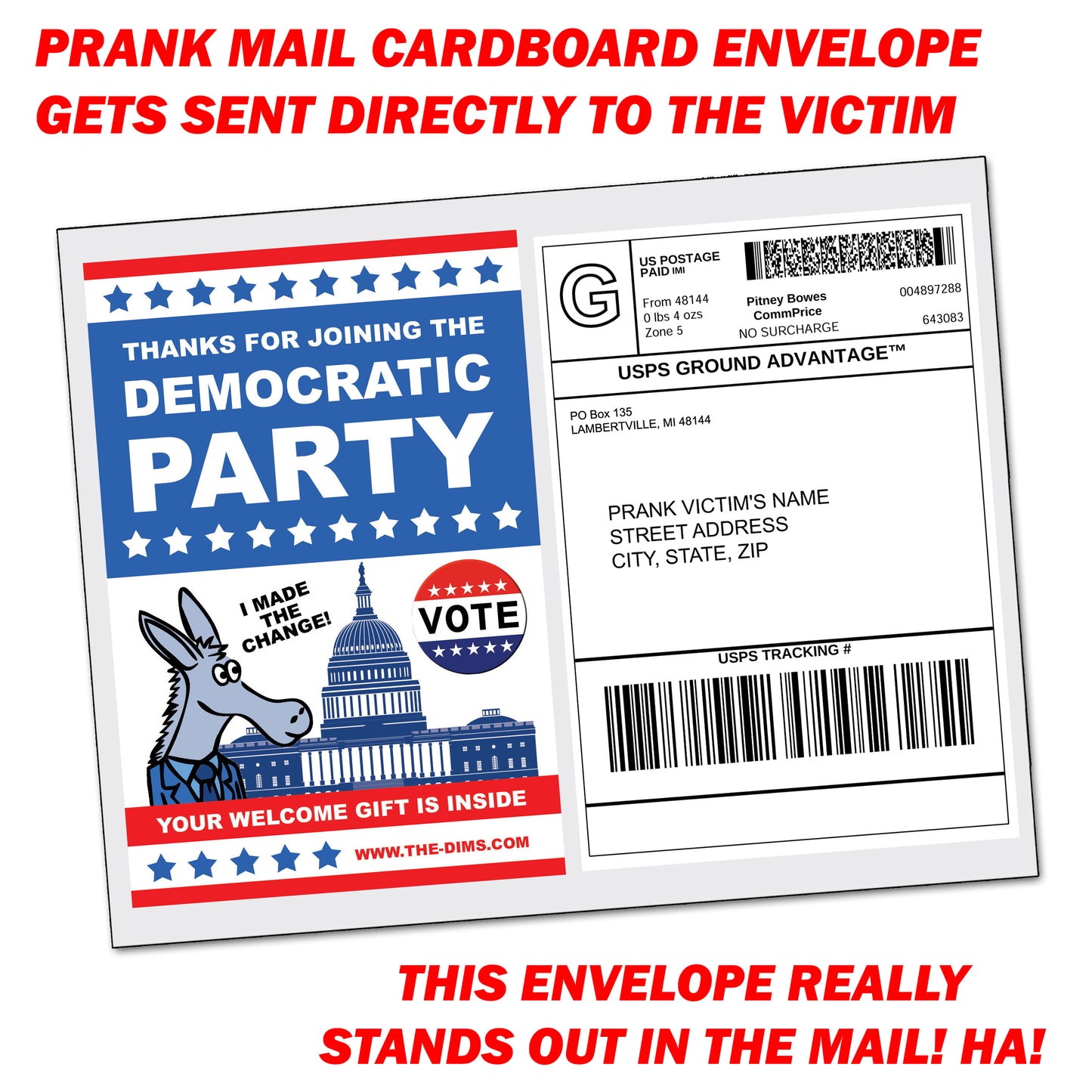 Prank Democratic Welcome Gift Packet Mail Joke