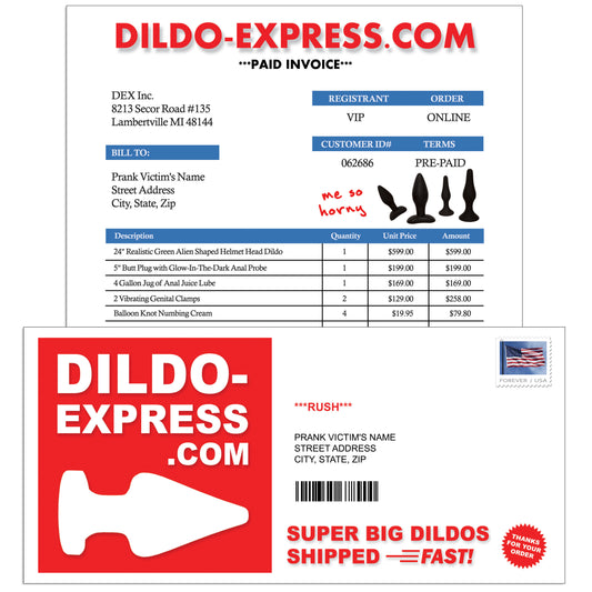 Dildo Express Prank Mail Joke Gag