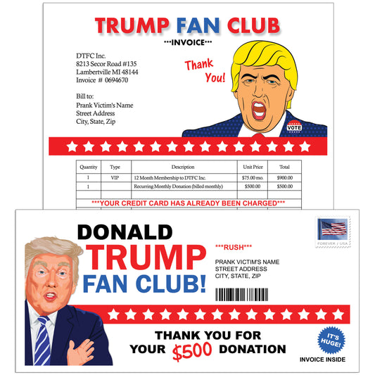 Donald Trump Fan Club Fake Donation Letter Mail Prank