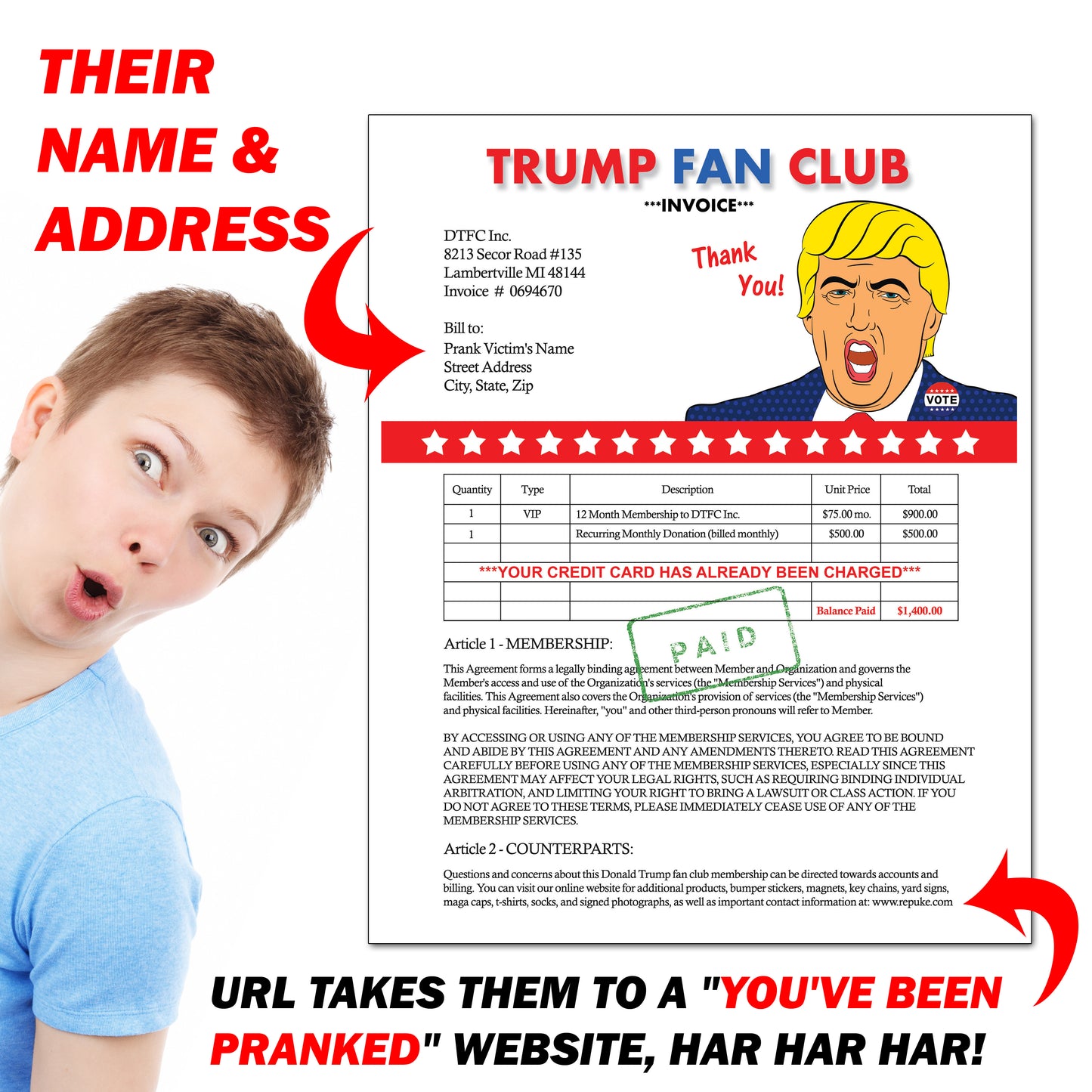 Prank Mail Donald Trump Fan Club Fake Donation Letter