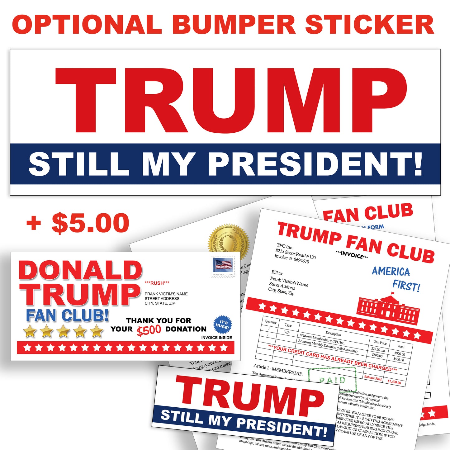 Prank Mail Donald Trump Fan Club Fake Donation Letter